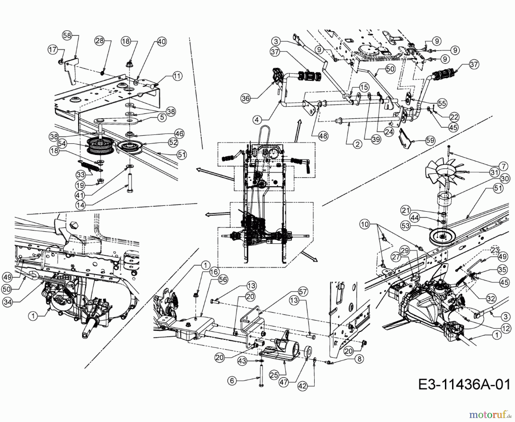  Wolf-Garten Rasentraktoren E 13/92 H 13AB715E650  (2020) HYDROSTAT, KEILRIEMEN, PEDALE, BREMSSTANGE, HINTERACHSHALTER