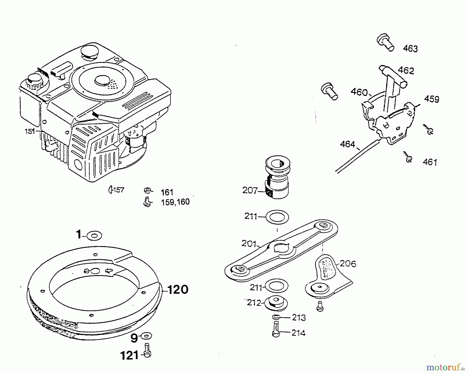  Wolf-Garten Motormäher 6.42 Bi 4723000 Serie B  (1996) Gaszug, Messer, Motor