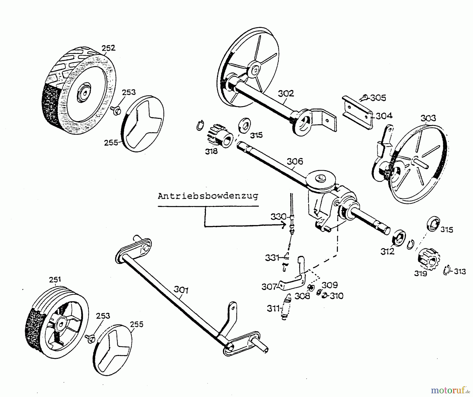  Wolf-Garten Motormäher mit Antrieb 4.42 TAi 4730881 Serie A, B, C  (1996) Getriebe, Räder