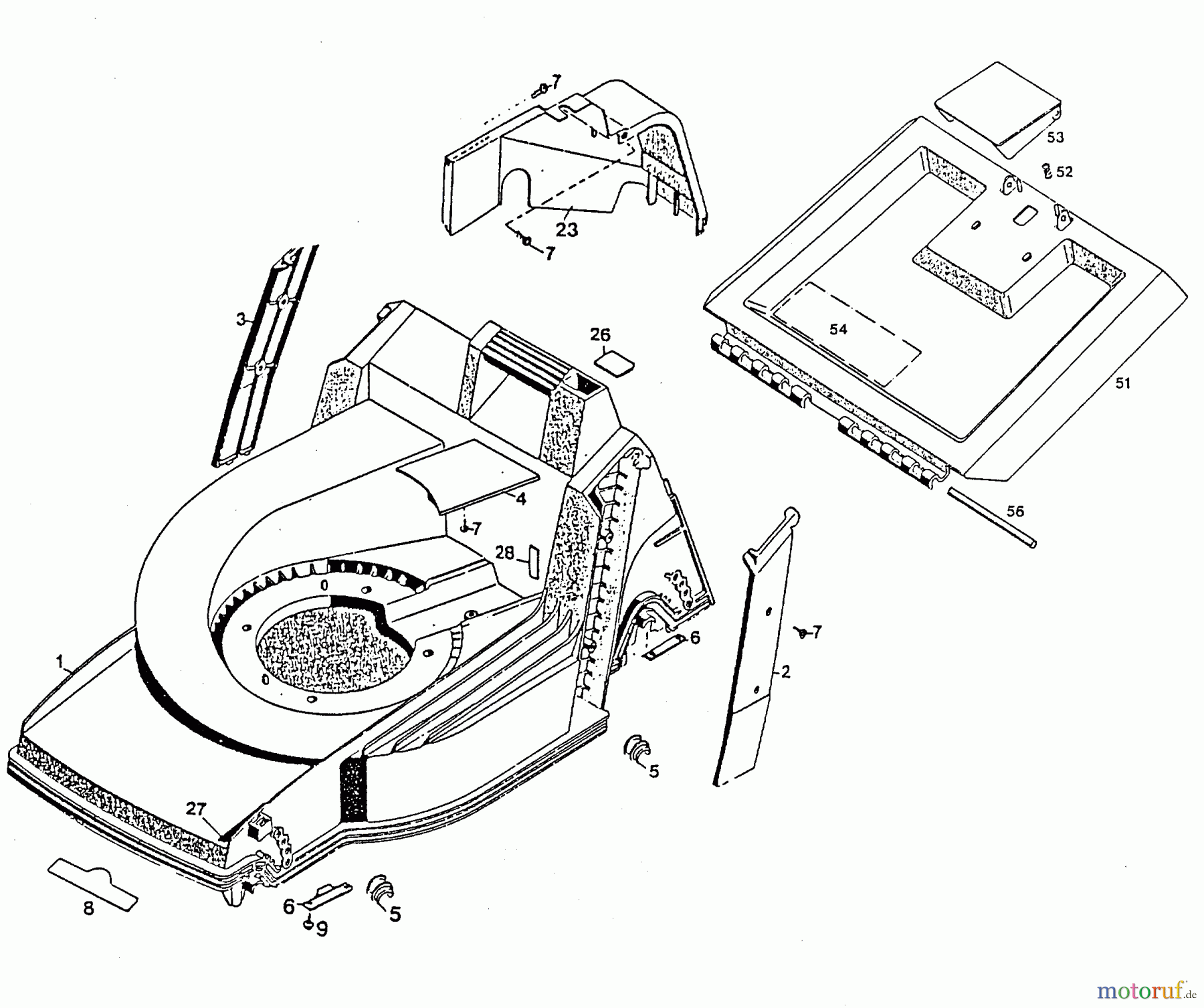  Wolf-Garten Motormäher 2.42 B 4761887 Serie C  (1996) Heckklappe, Mähwerksgehäuse