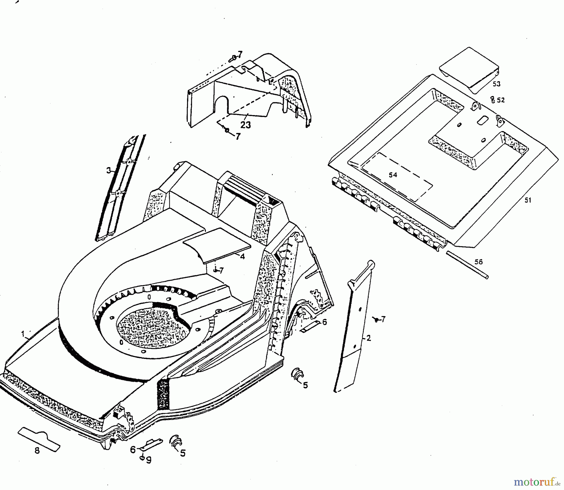 Wolf-Garten Motormäher 2.42 TL 4760886 Serie C (1996) Heckklappe, Mähwerksgehäuse
