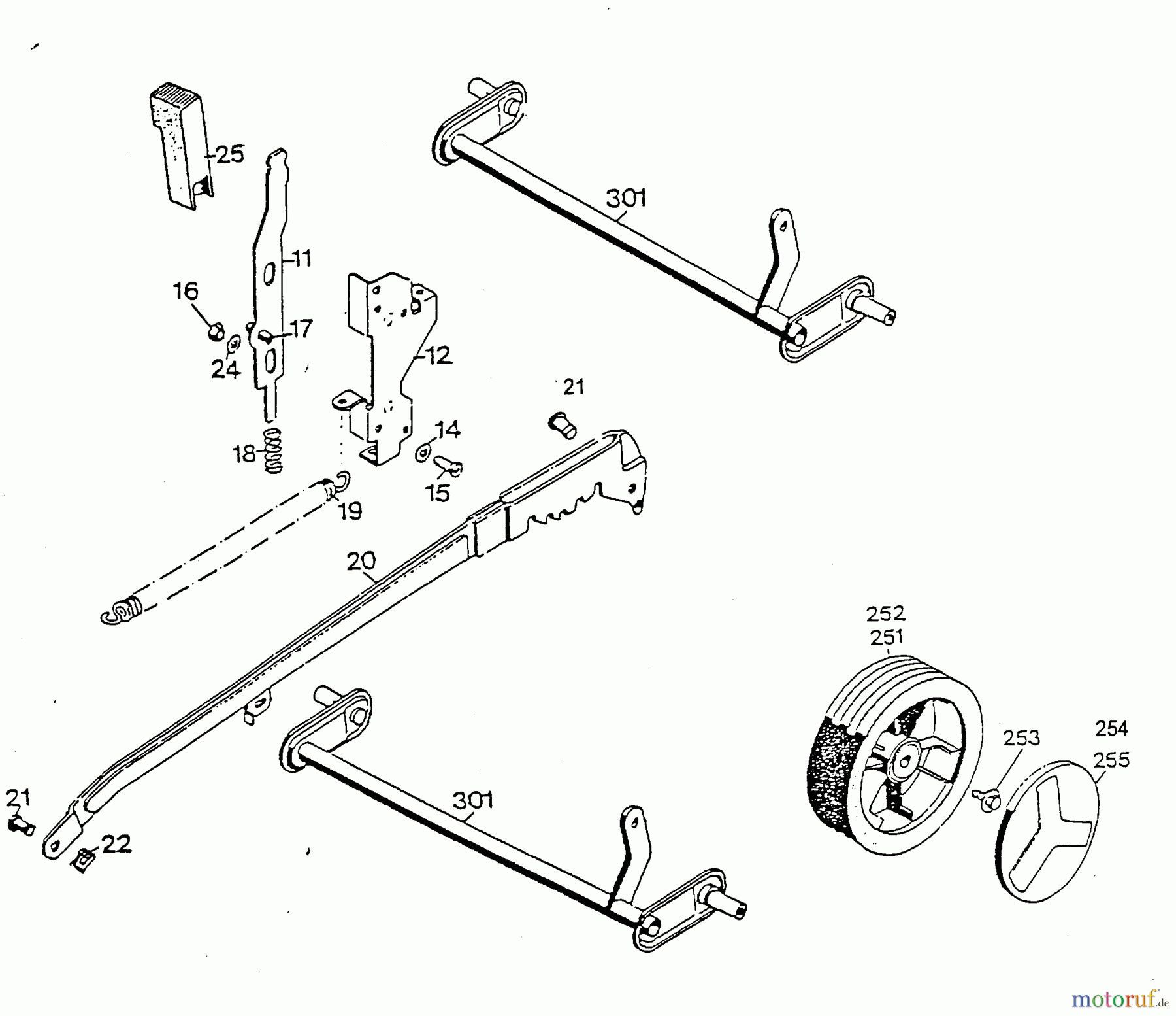  Wolf-Garten Motormäher 2.42 TL 4760886 Serie C  (1996) Höhenverstellung, Räder