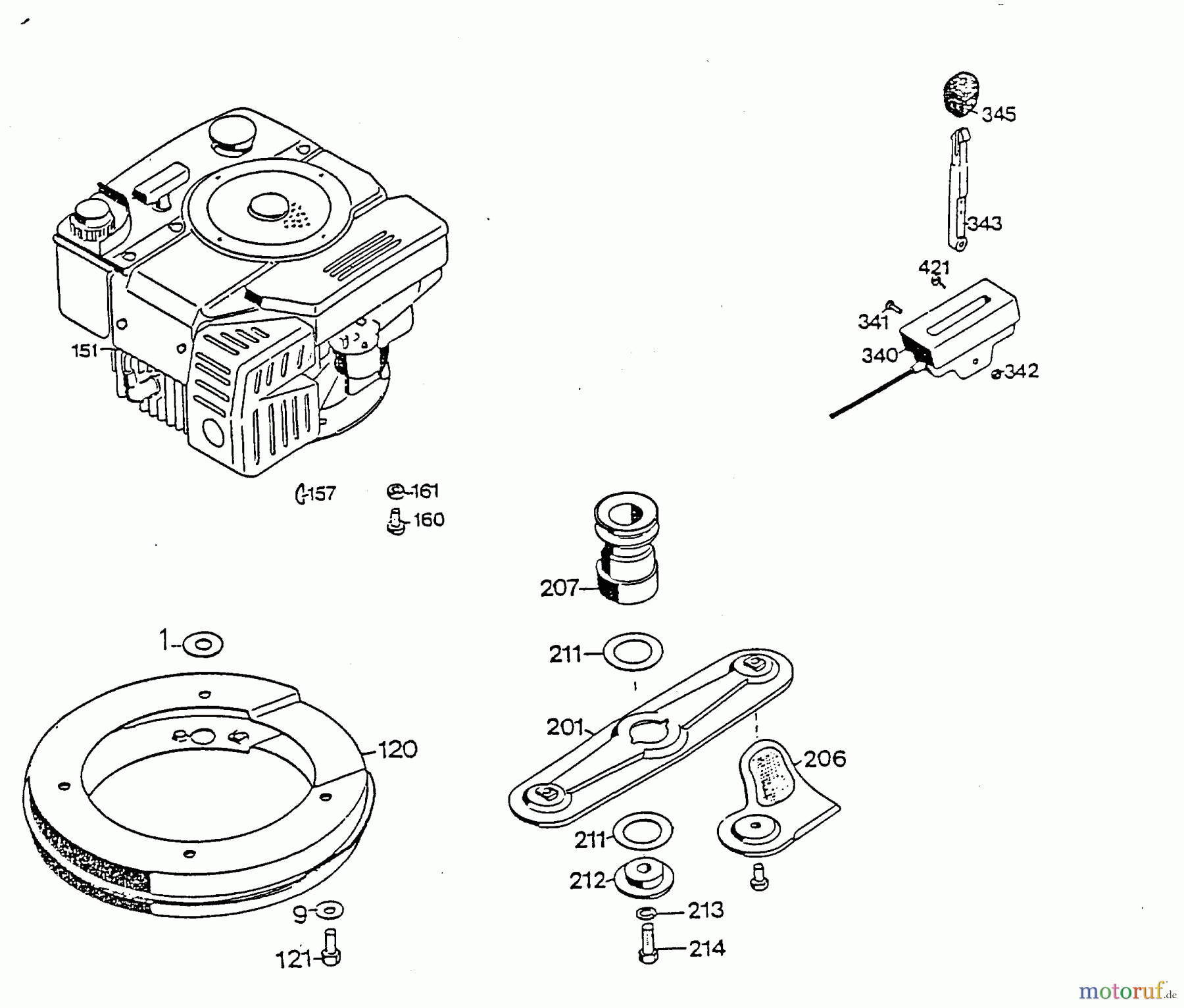  Wolf-Garten Motormäher 2.42 TL 4760886 Serie C  (1996) Gaszug, Messer, Motor