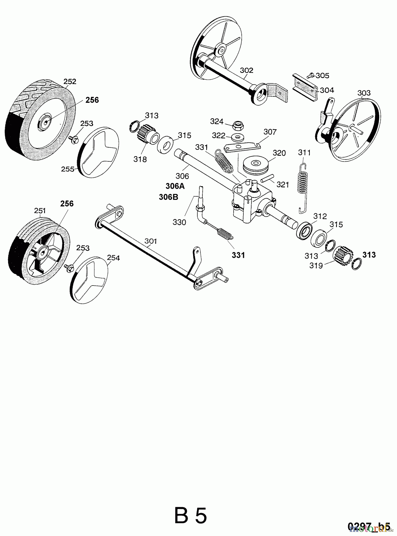  Wolf-Garten Motormäher mit Antrieb 2.42 TA 4765880 Serie D  (1997) Getriebe, Räder
