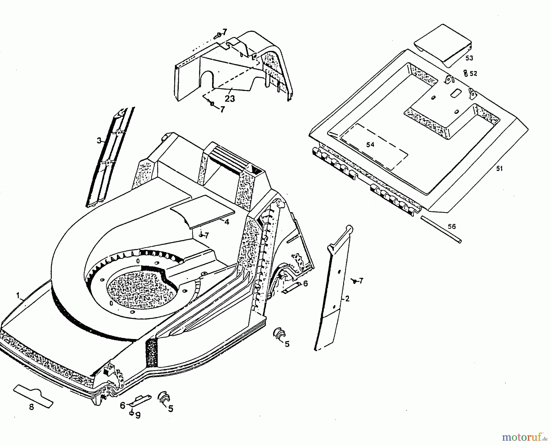 Wolf-Garten Motormäher 2.42 TL 4760888 Serie A (1998) Heckklappe, Mähwerksgehäuse