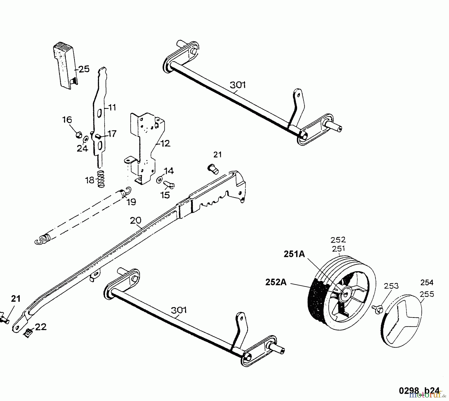  Wolf-Garten Motormäher 2.42 TL 4760888 Serie A  (1998) Höhenverstellung, Räder