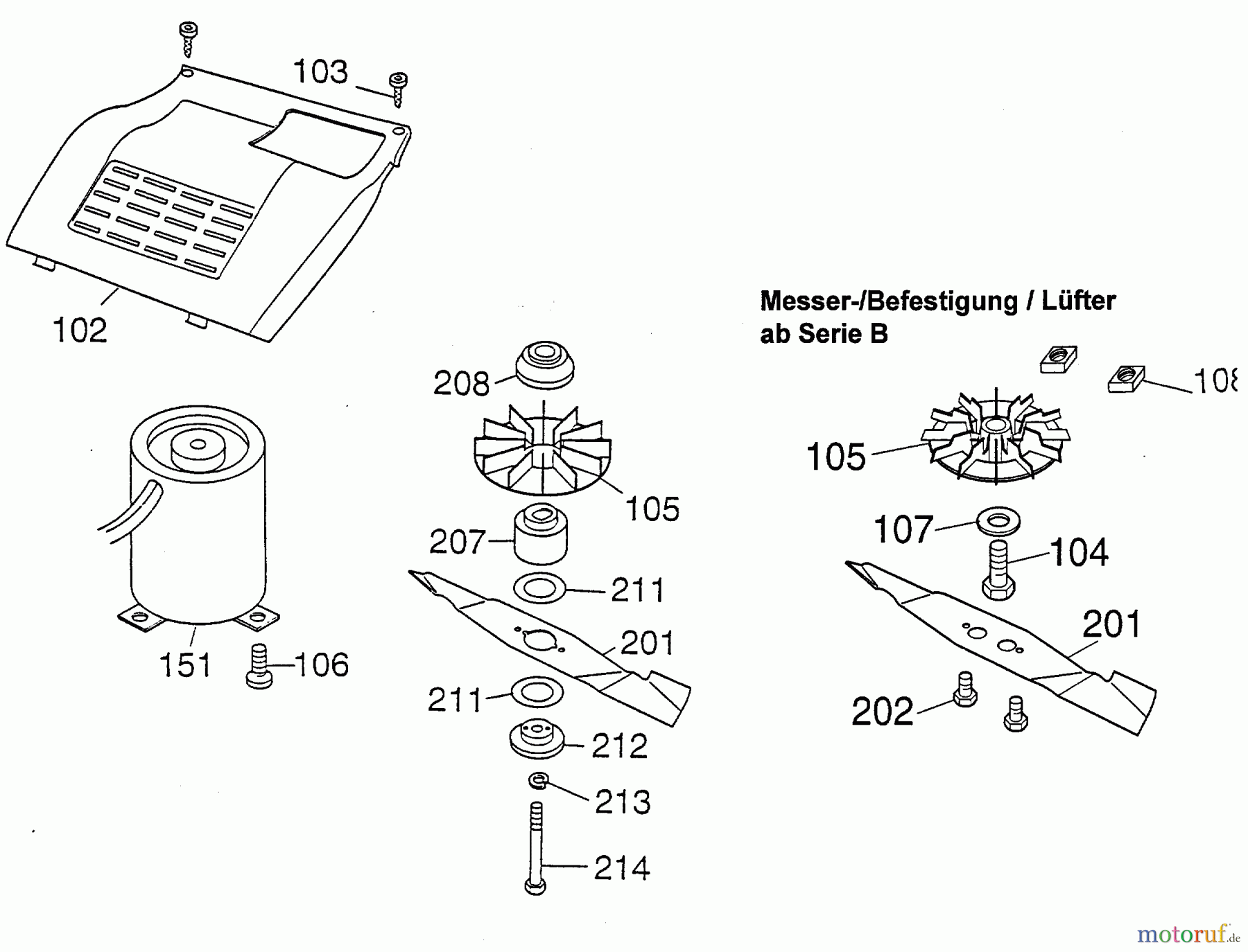  Wolf-Garten Akkumäher Picco 32 Accu 4911002 Serie A, B  (1998) Elektromotor, Messer