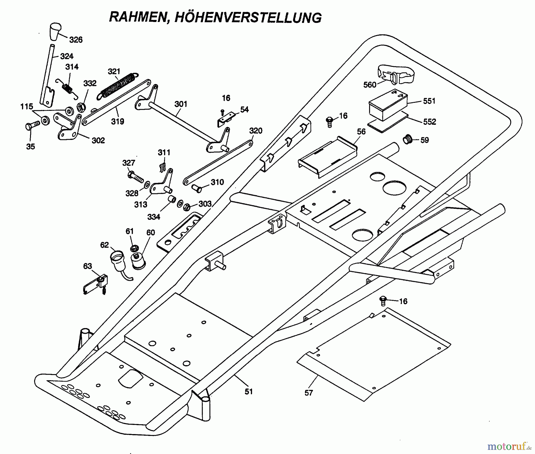  Wolf-Garten Cart Cart SV 3 6110000 Serie A  (1998) Höhenverstellung, Rahmen