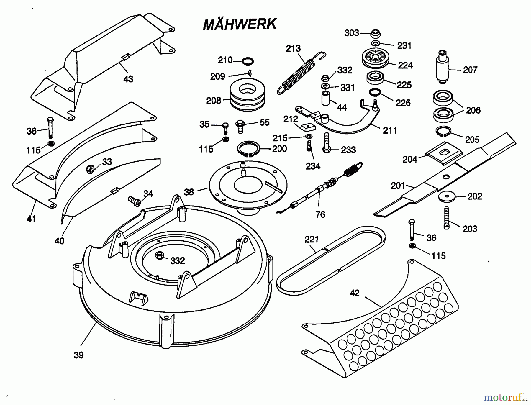  Wolf-Garten Cart Cart OHV 2 6190000 Serie A  (1998) Mähwerksgehäuse, Messer, Messeraufnahme