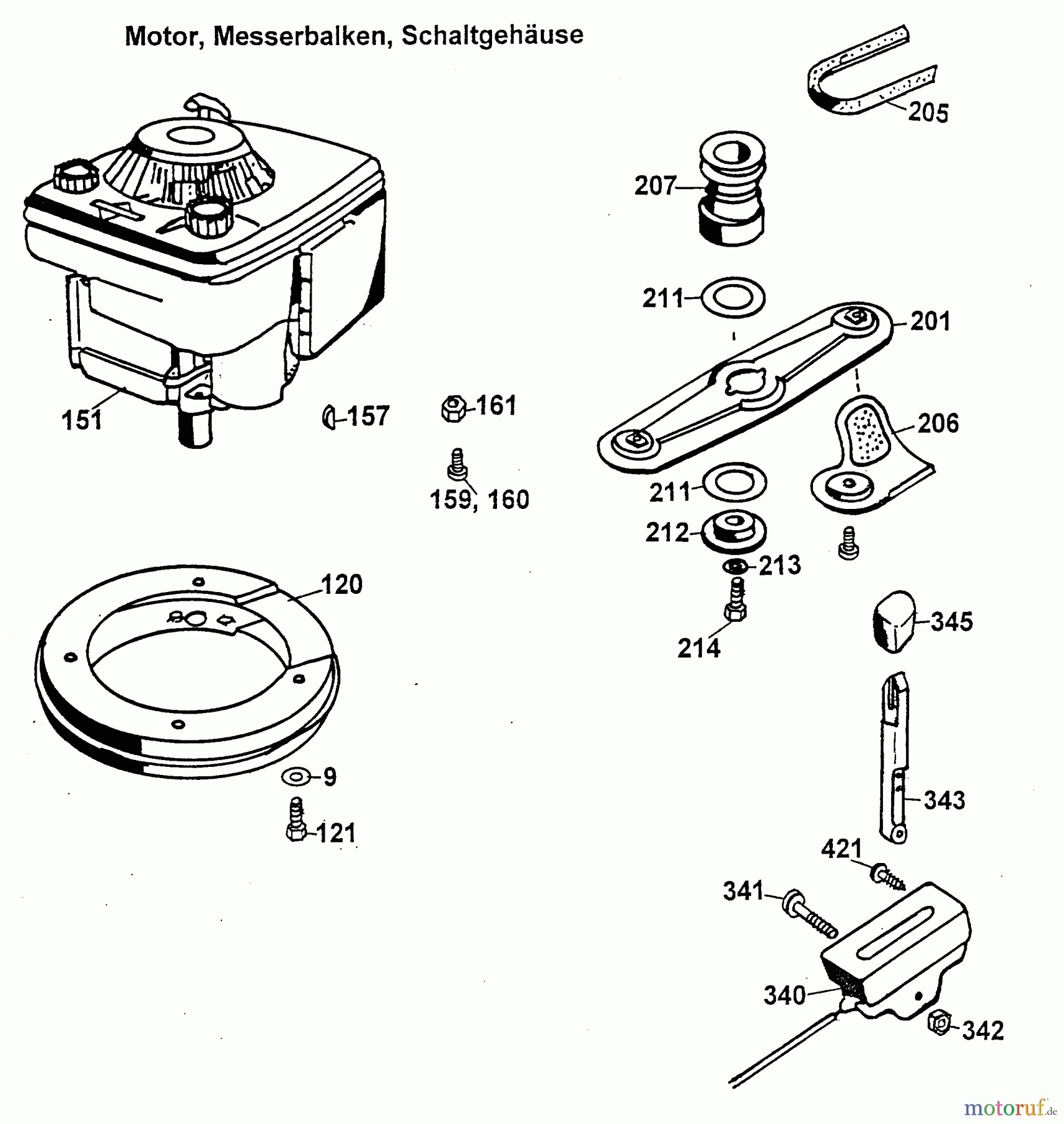  Wolf-Garten Motormäher mit Antrieb 4.42 A 4722885 Serie A  (1999) Gaszug, Messer, Motor