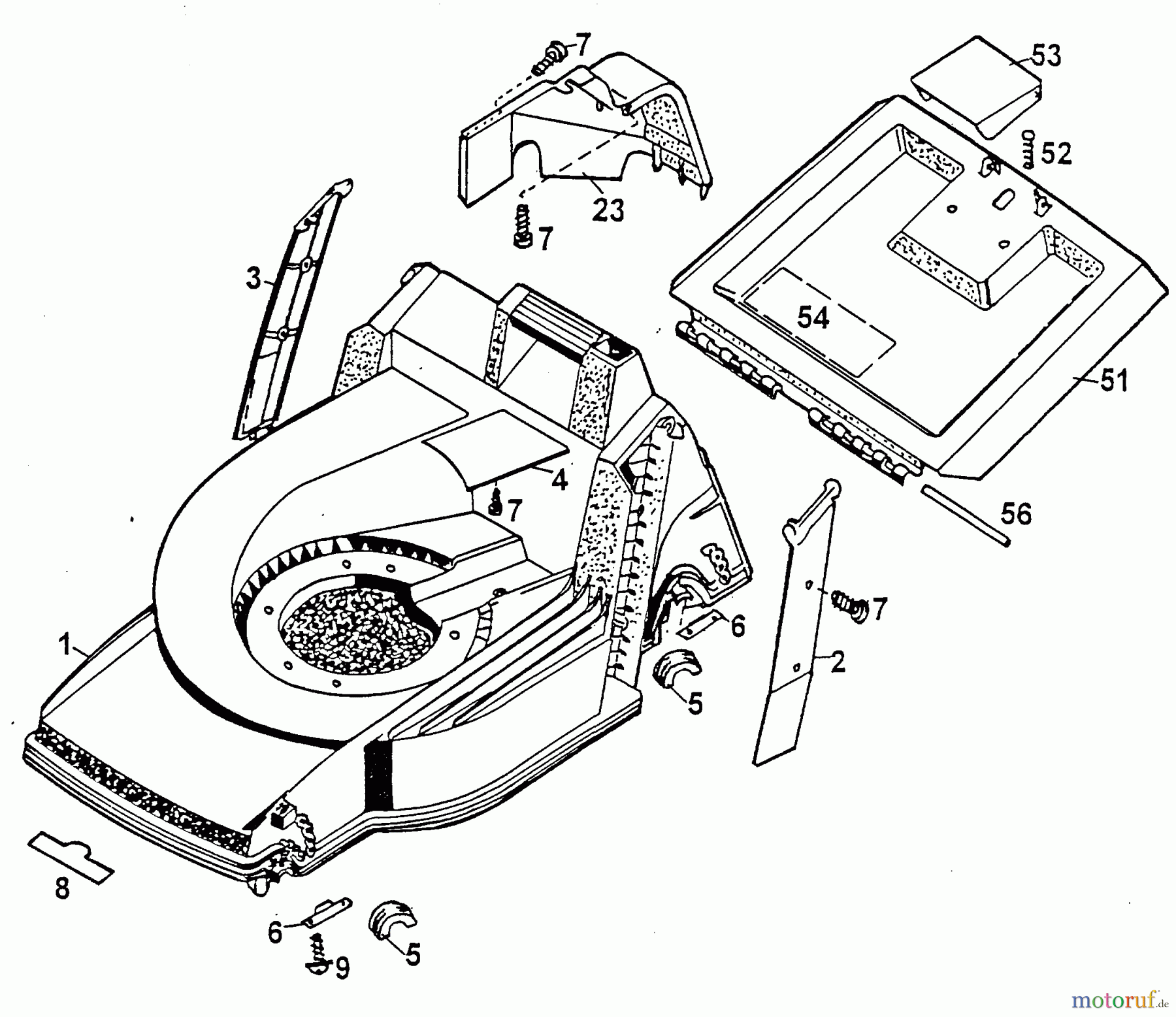  Wolf-Garten Motormäher 4.42 B 4742880 Serie B  (1999) Heckklappe, Mähwerksgehäuse