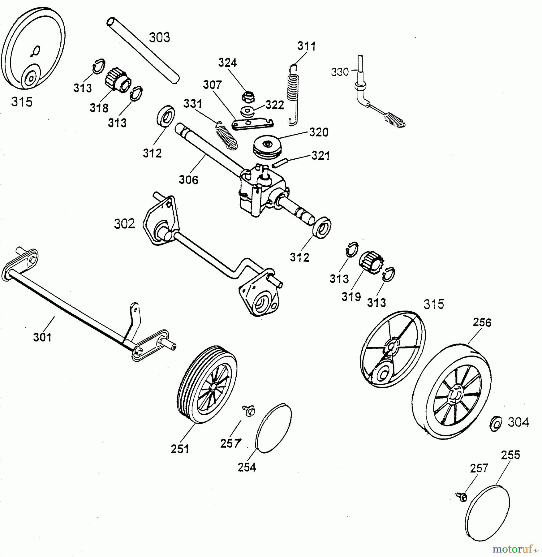  Wolf-Garten Motormäher mit Antrieb 2.42 TAK 4765889 Serie A  (1999) Getriebe, Räder