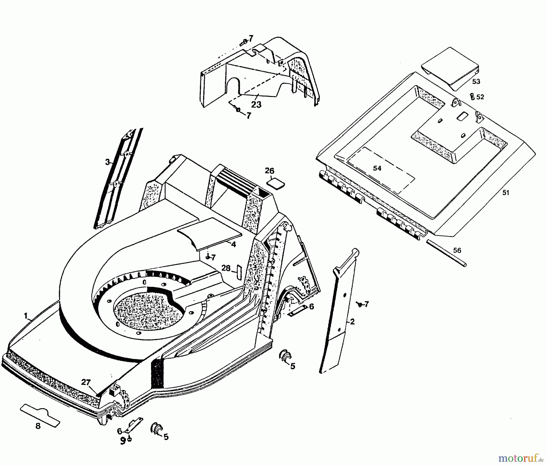 Wolf-Garten Elektromäher 2.42 E 4960680 Serie B (1996) Heckklappe, Mähwerksgehäuse
