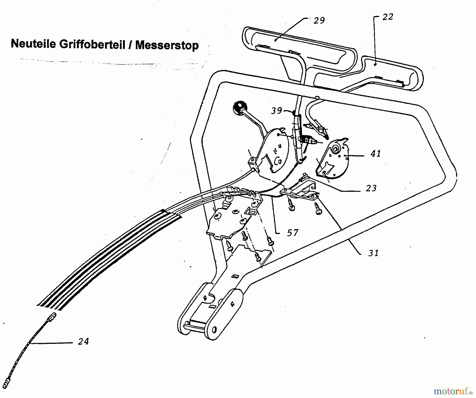  Wolf-Garten Motormäher mit Antrieb 4.46 BA 6910580 Serie A  (1996) Bowdenzug, Elektroteile