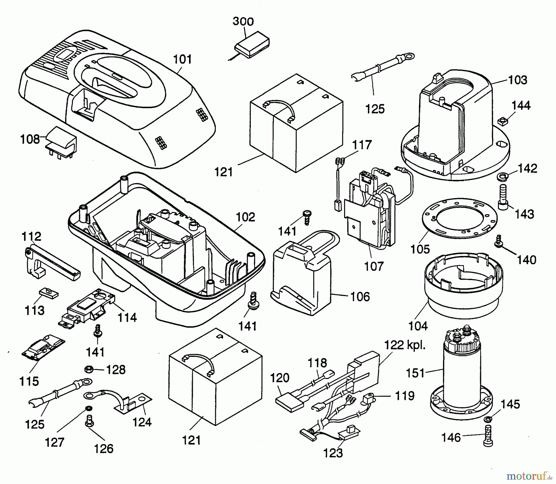  Wolf-Garten Akkumäher 6.42 ACN 4943080 Serie B  (1999) Elektroteile mit Wechselakku 12 AH