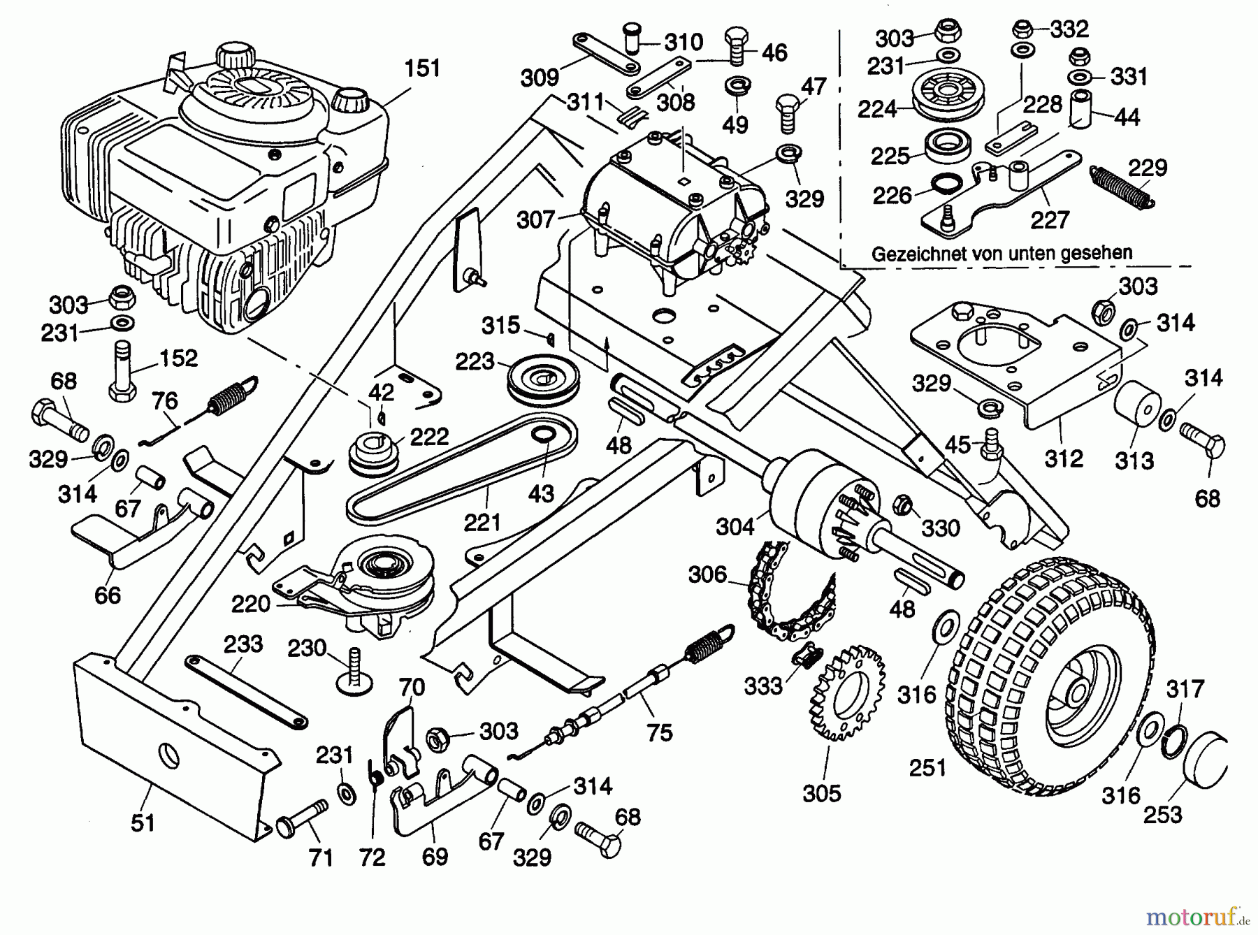  Wolf-Garten Scooter OHV 3 M 6960000 Serie A-C  (1999) Elektromagnetkupplung, Fahrantrieb, Räder hinten