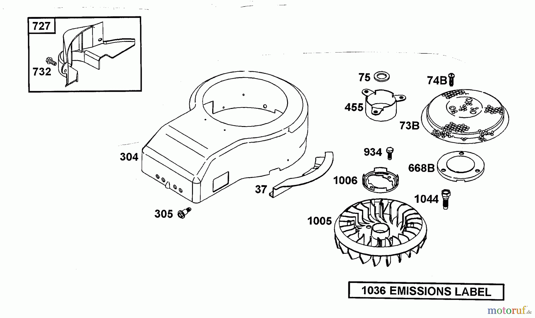  Wolf-Garten Benzinmotoren Briggs&Stratton Diamond I/C OHV 1001000  (2001) Gebläsegehäuse, Lüfterrad