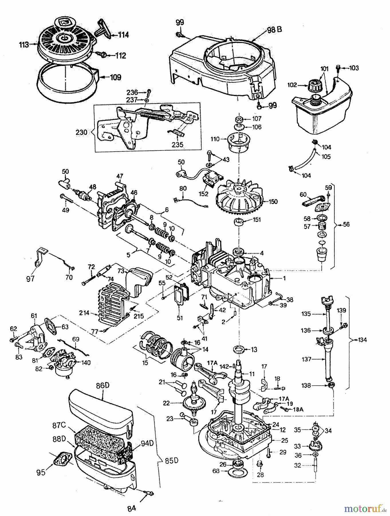  Wolf-Garten Benzinmotoren Tecumseh Prisma 37 Fixspeed 2031085  (2003) Motor