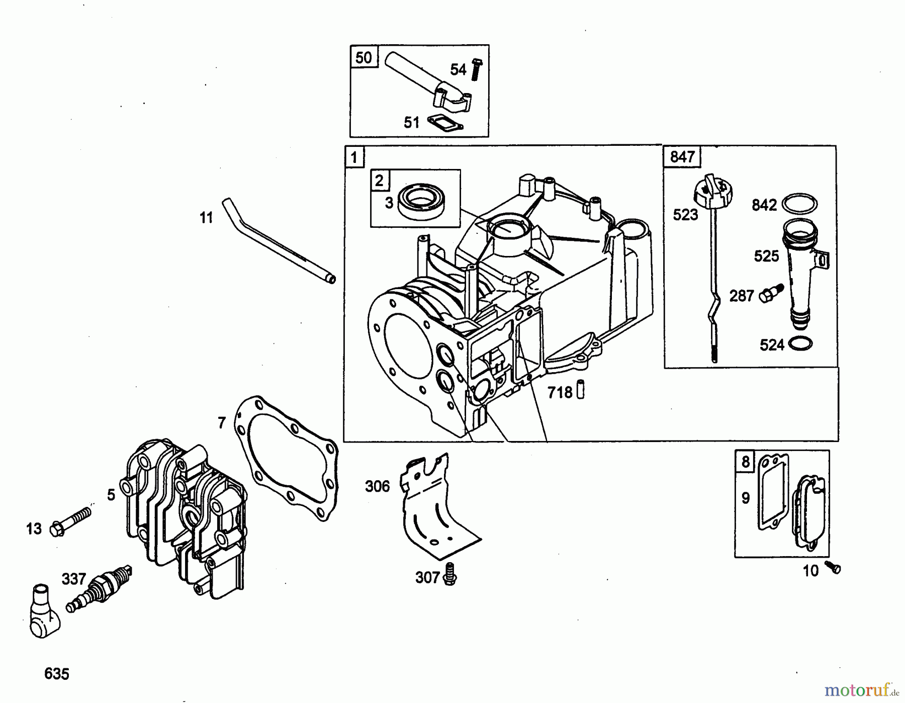  Wolf-Garten Benzinmotoren Briggs&Stratton Quattro 40 2056005  (2003) Kurbelgehäuse, Zylinderkopf
