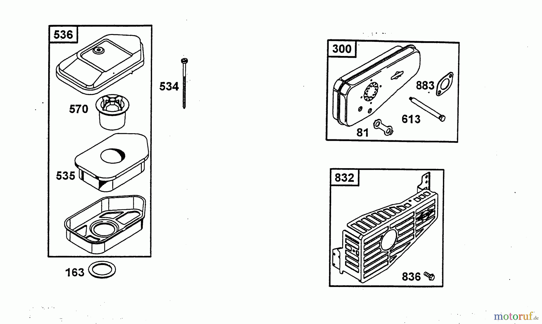 Wolf-Garten Benzinmotoren Briggs&Stratton Quattro 40 2056005 (2003) Auspuff, Luftfilter