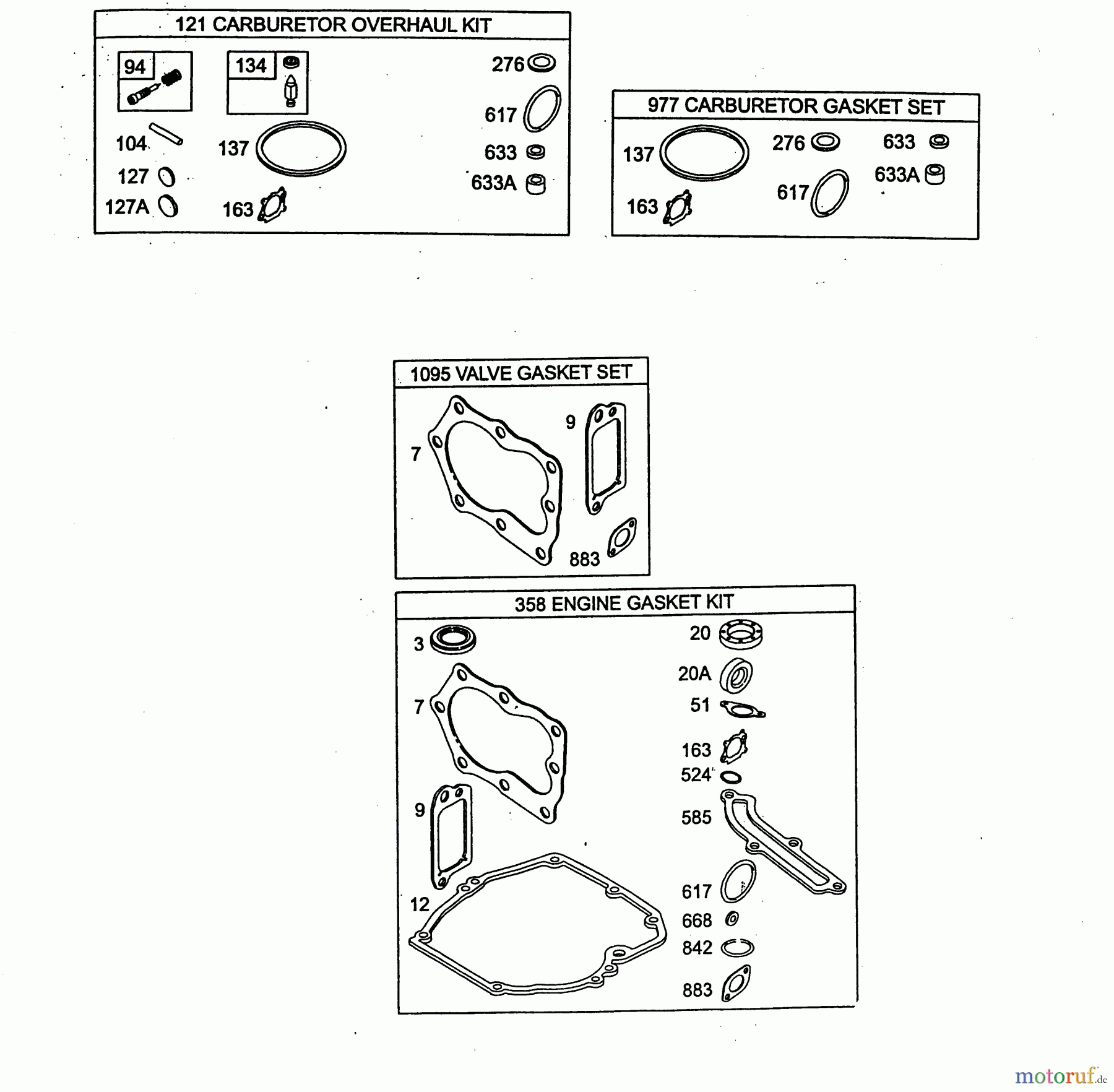  Wolf-Garten Benzinmotoren Briggs&Stratton Quantum 55 XTE 2069070-55  (2004) Dichtungssatz