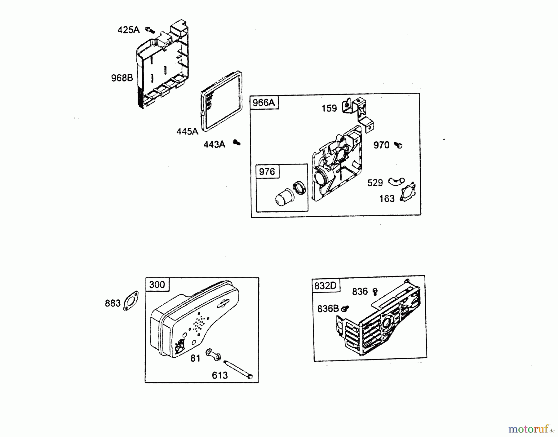 Wolf-Garten Benzinmotoren Briggs&Stratton Quantum 55 XM 2075060 (2003) Auspuff, Luftfilter