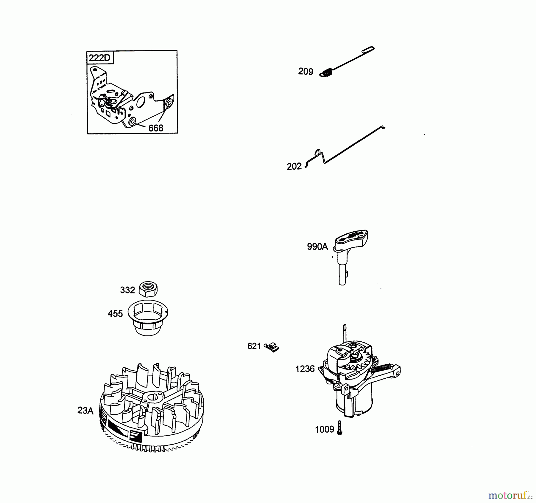  Wolf-Garten Benzinmotoren Briggs&Stratton Quantum 55 XM 2075000-55  (2004) Anlasser, Regelung, Schwungrad