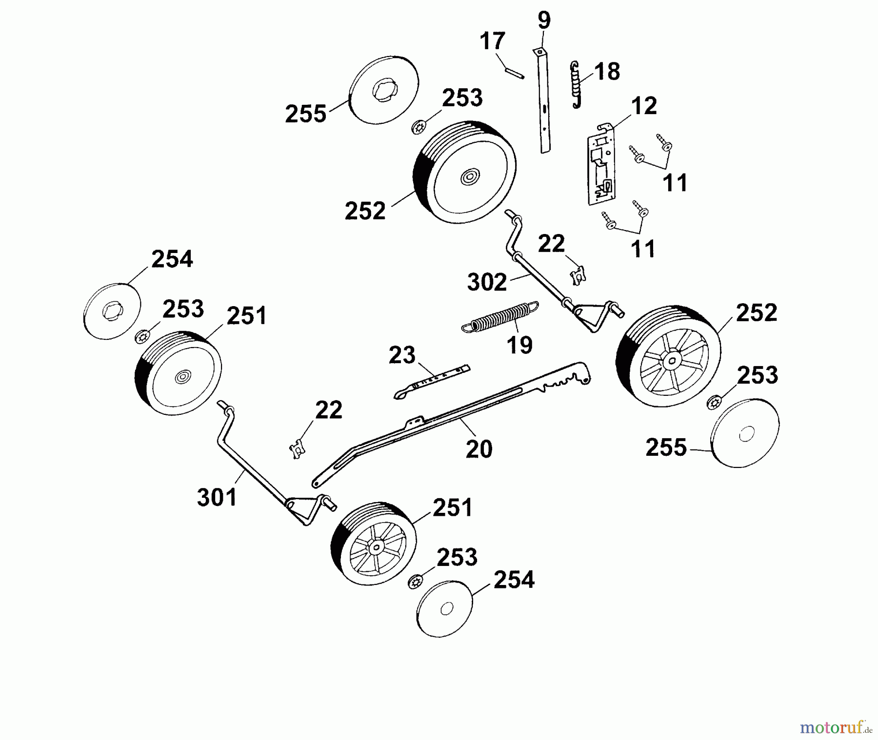  Wolf-Garten Motormäher 2.46 BS 4601004 Serie B  (2004) Höhenverstellung, Räder