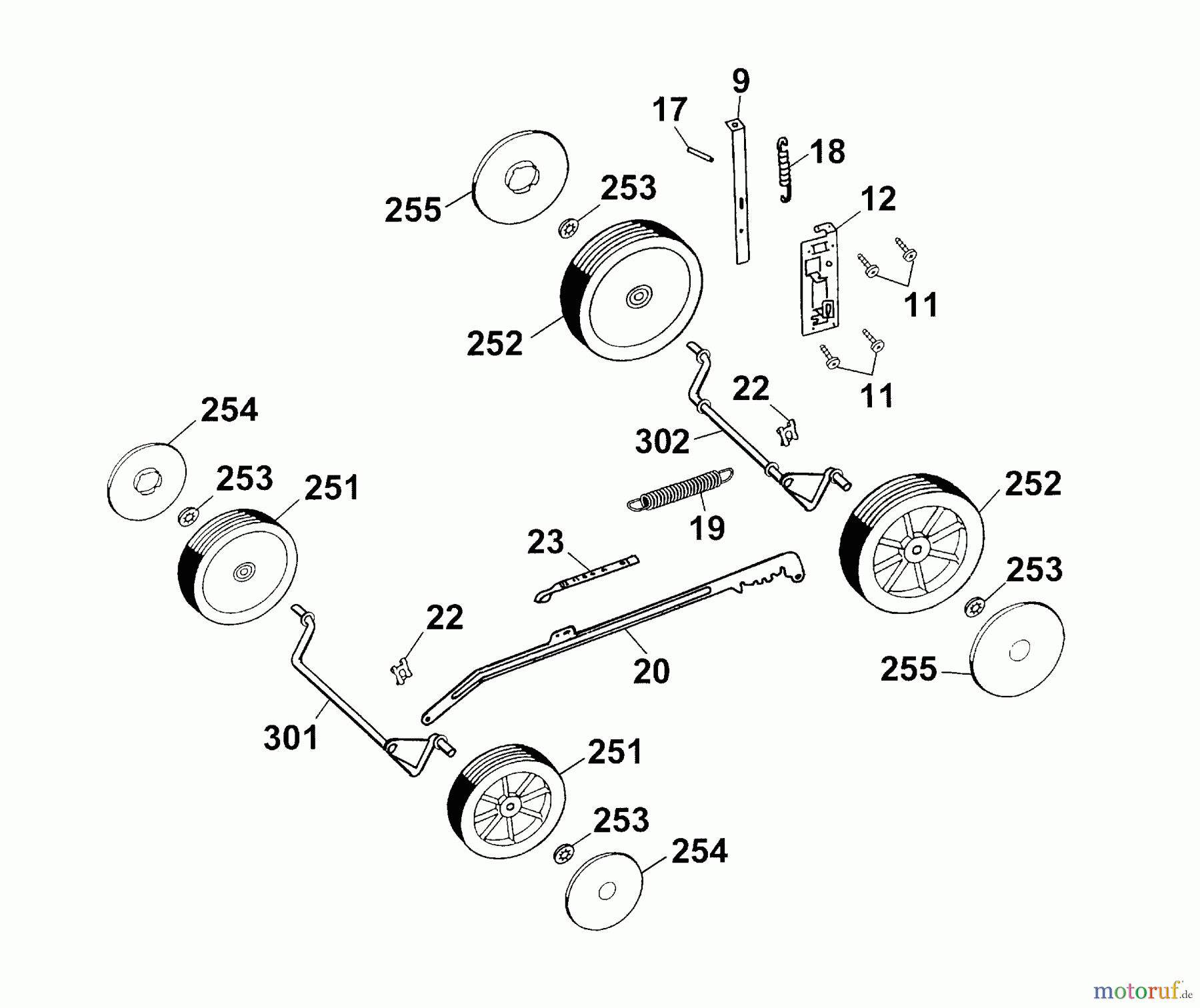  Wolf-Garten Motormäher B 46 TB 4602080 Serie C  (2004) Räder, Schnitthöhenverstellung