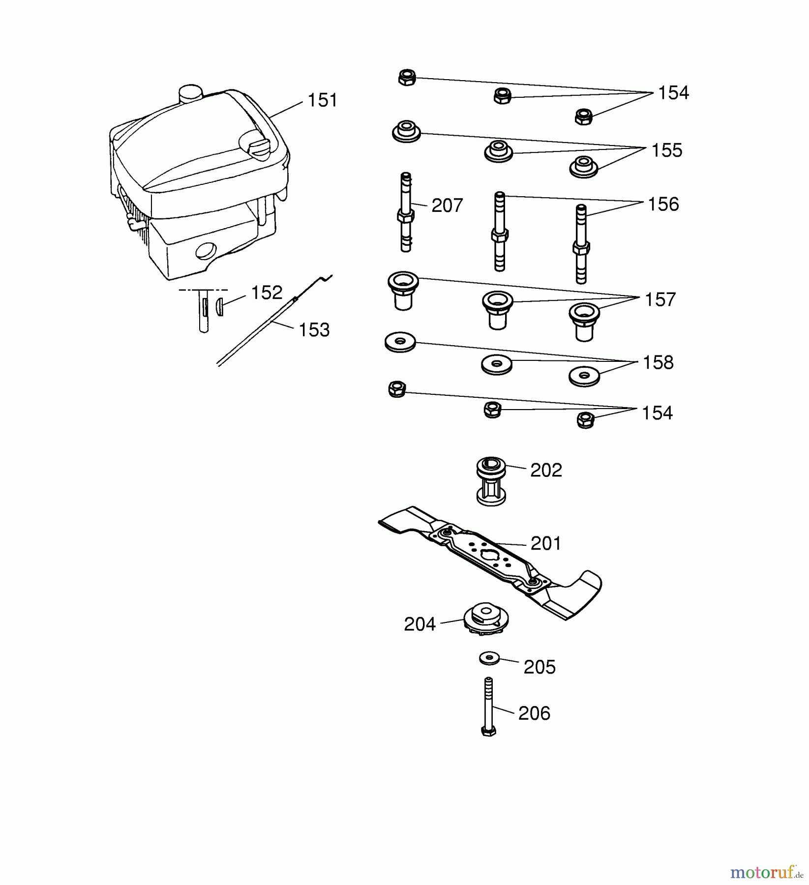  Wolf-Garten Motormäher Premio 46 B 4611000 Serie E  (2004) Messer, Messeraufnahme, Motor