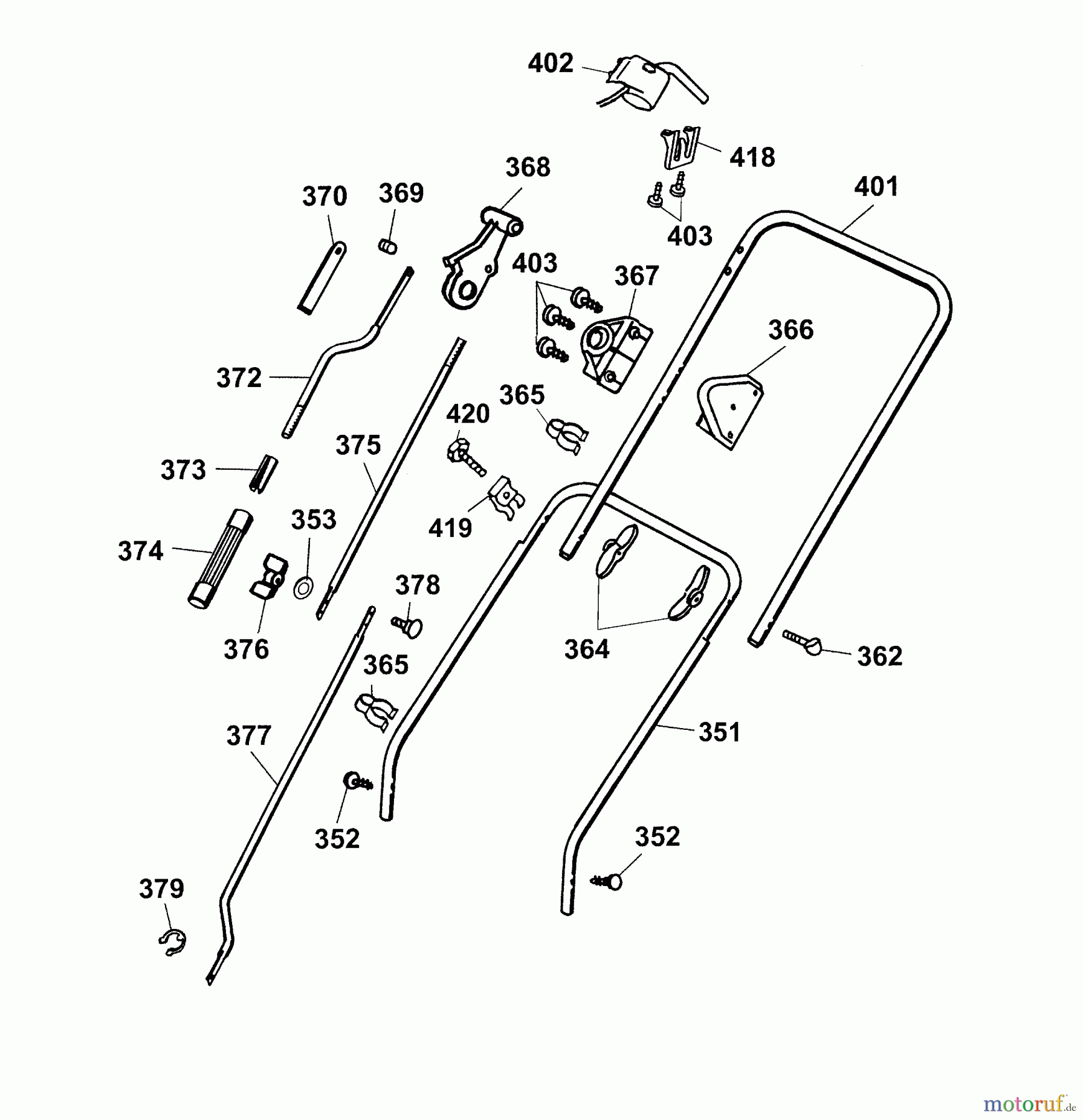Wolf-Garten Elektrovertikutierer UV 30 EV 3630683 Serie B, C (2004) Holm, Höhenverstellung