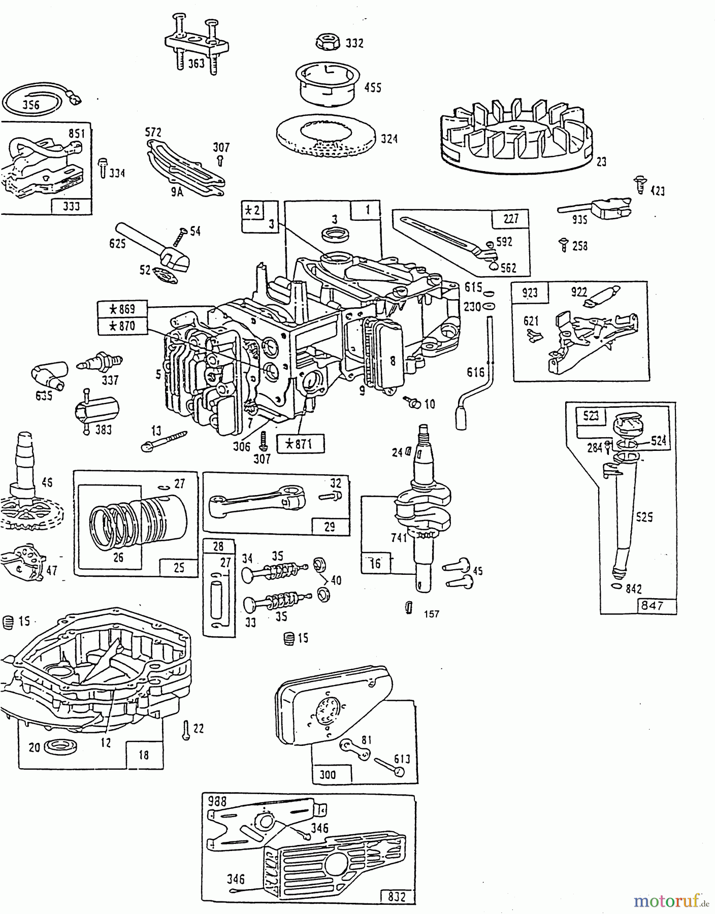  Wolf-Garten Benzinmotoren Briggs&Stratton Quantum XE,XTE,XTL 35/40/45/50-I/C-ES 2069050  (1996) Kurbelgehäuse, Kurbelwelle, Kolben