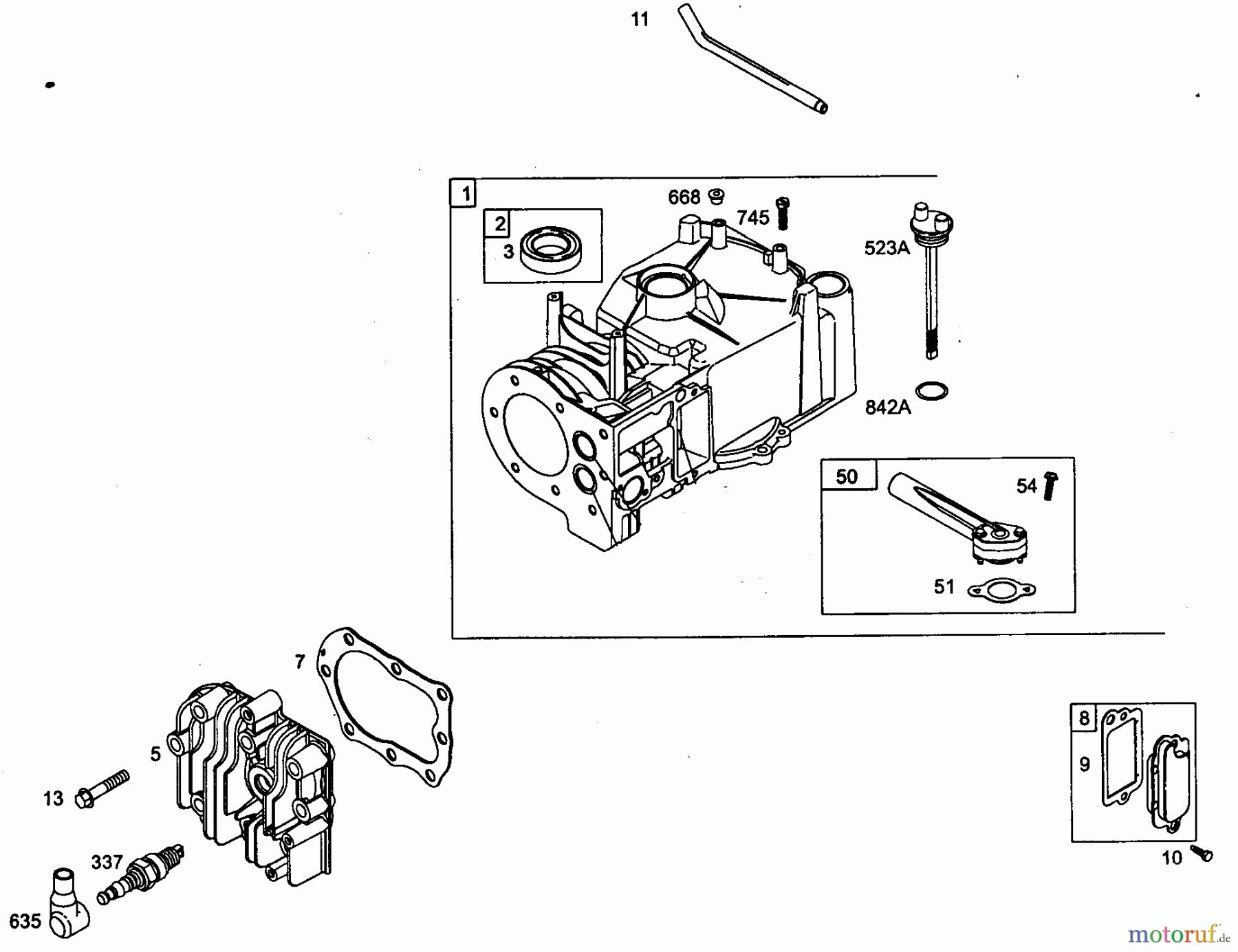  Wolf-Garten Benzinmotoren Briggs&Stratton Classic 35 2077005  (2006) Kurbelgehäuse, Zylinderkopf
