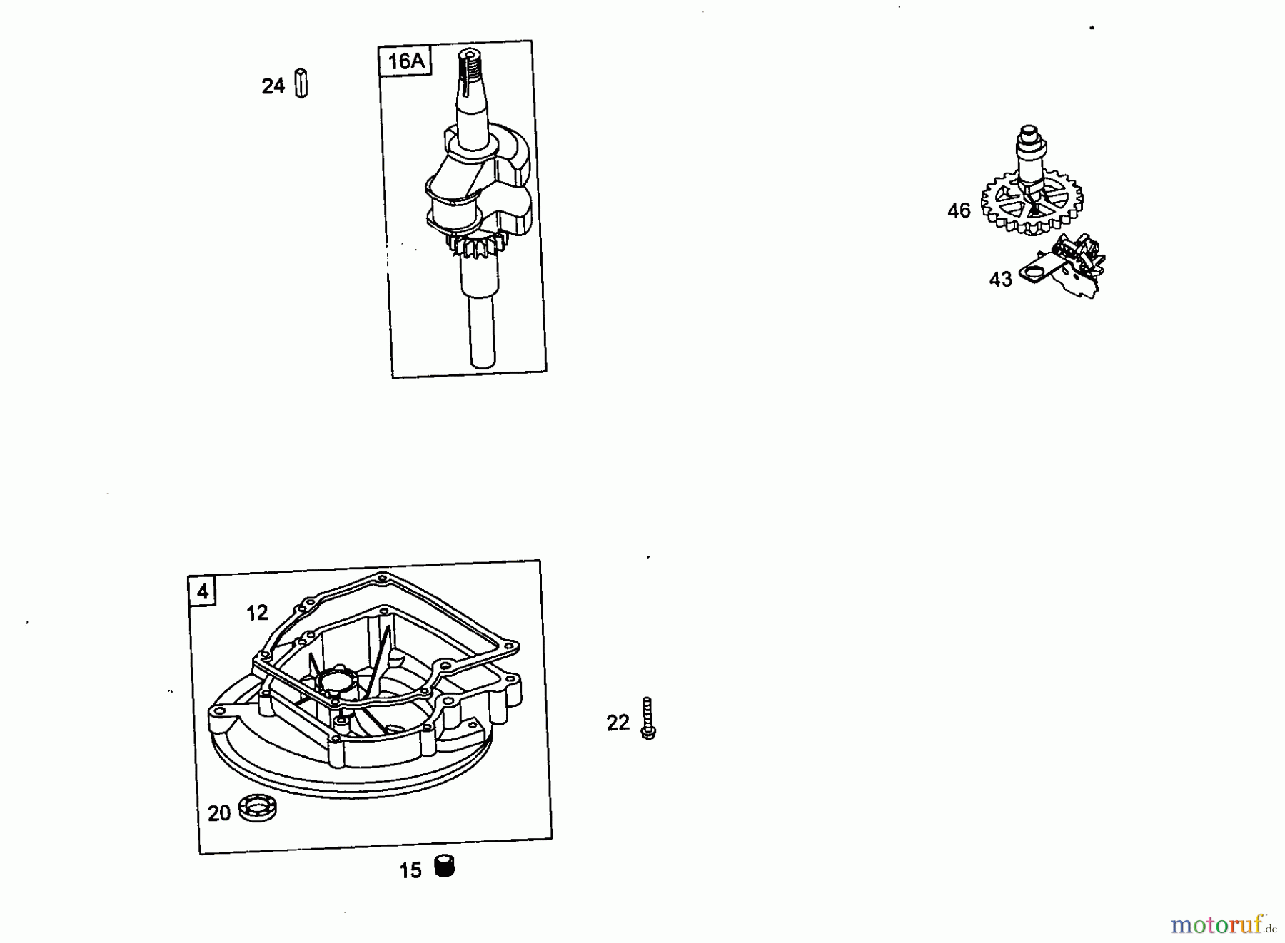  Wolf-Garten Benzinmotoren Briggs&Stratton Classic 35 2077005  (2006) Kurbelwelle, Nockenwelle, Ölwanne