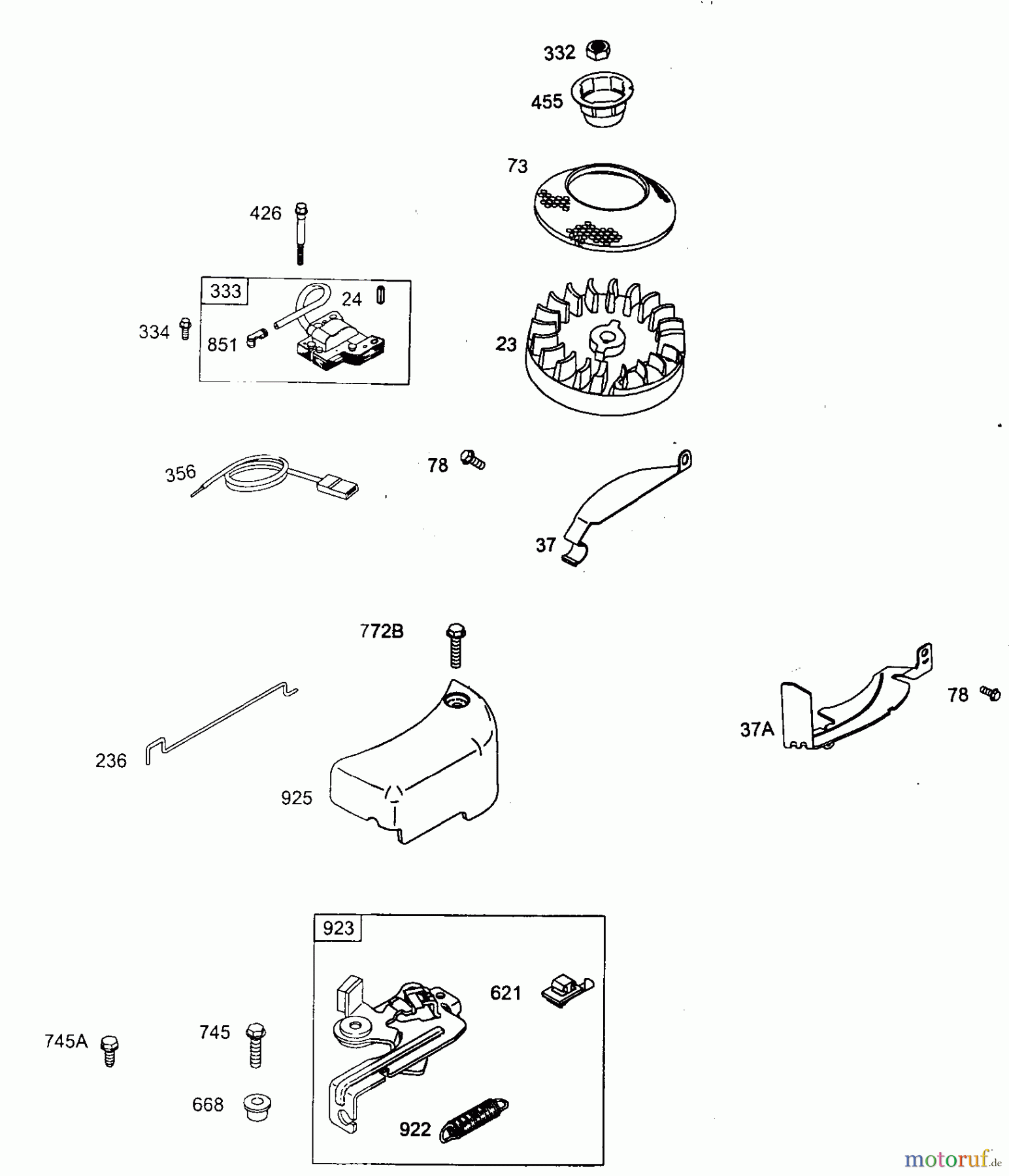  Wolf-Garten Benzinmotoren Briggs&Stratton Classic 35 2077005  (2006) Bremse, Schwungrad, Zündspule