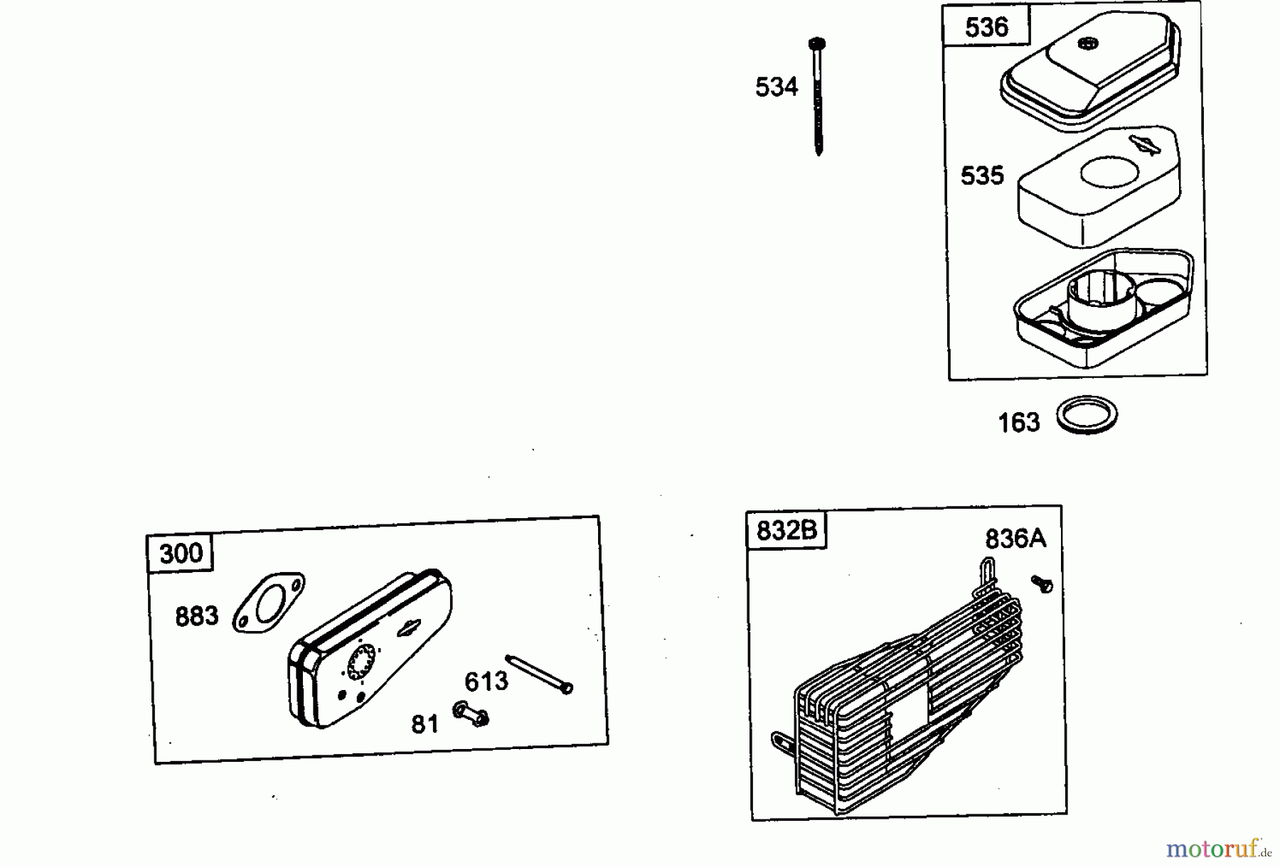  Wolf-Garten Benzinmotoren Briggs&Stratton Classic 35 2077005  (2006) Auspuff, Luftfilter