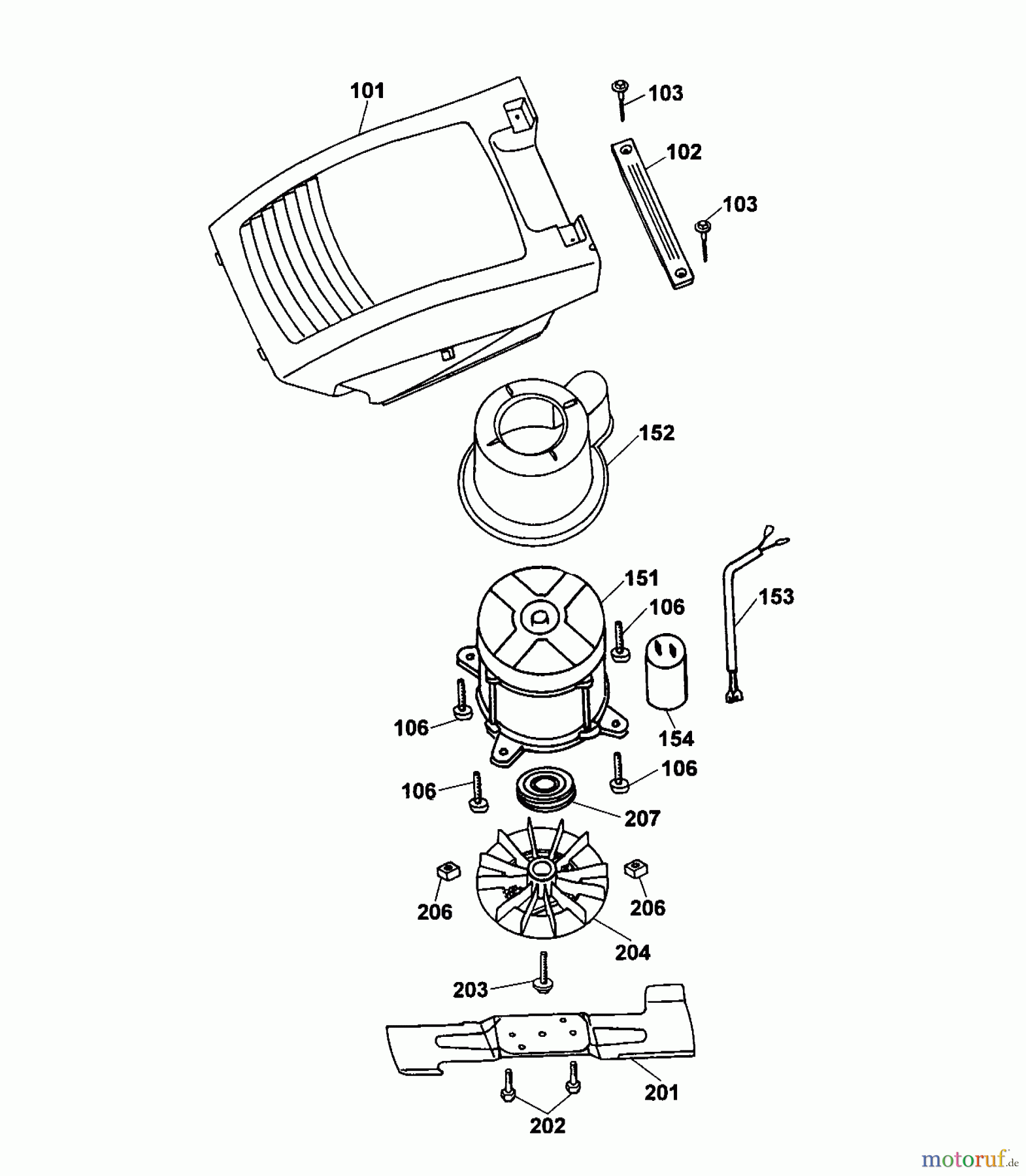 Wolf-Garten Elektromäher 2.38 E 4961080 Serie A (2002) Abdeckhaube Motor, Messer, Motor