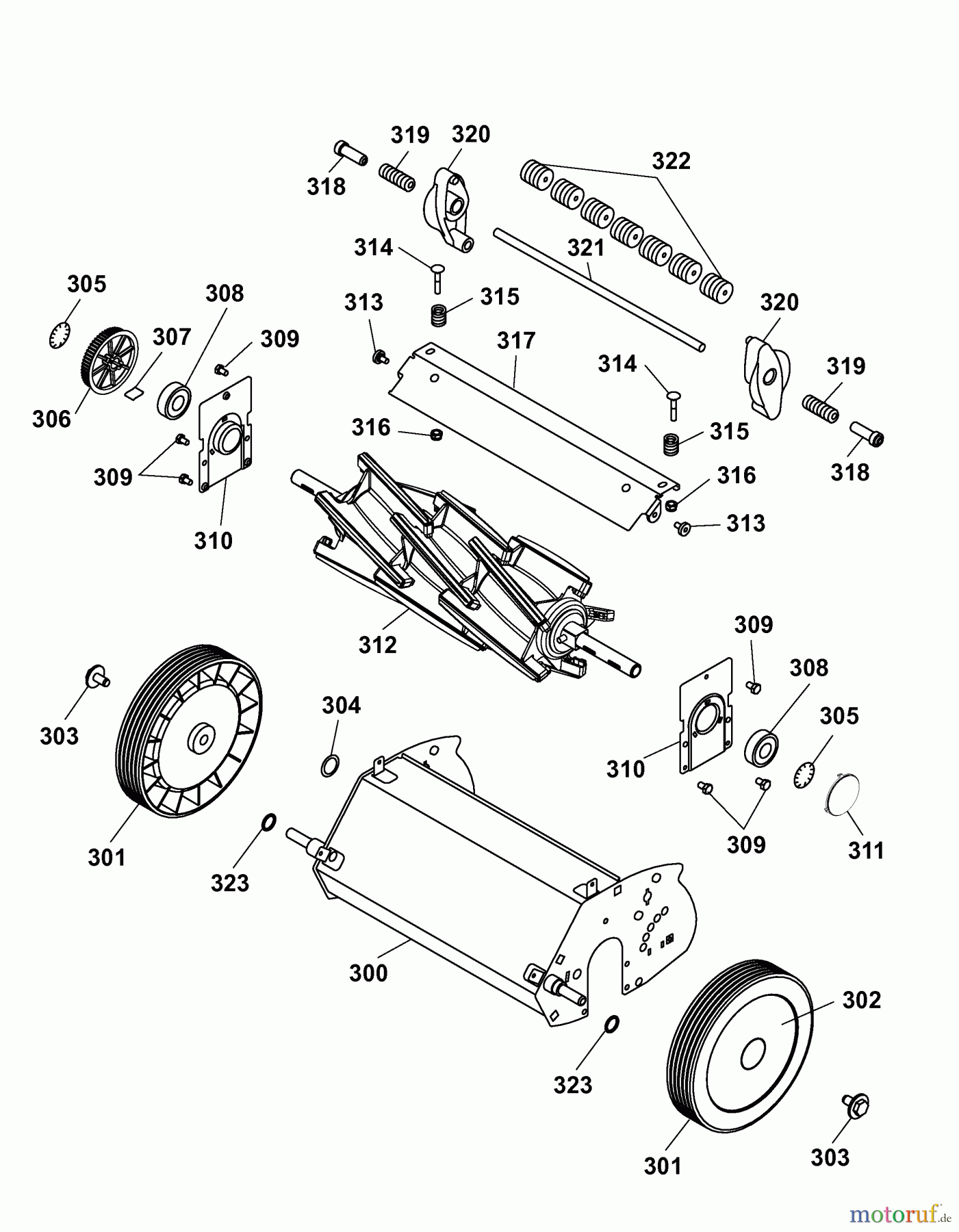 Wolf-Garten Spindelmäher TC 32 ME 3616000 Serie B (2007) Messerwalze, Räder, Spindelgehäuse
