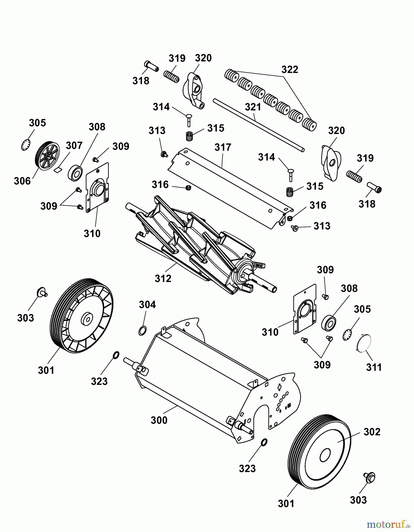 Wolf-Garten Spindelmäher TC 32 ME 3616000 Serie D (2007) Messerwalze, Räder, Spindelgehäuse