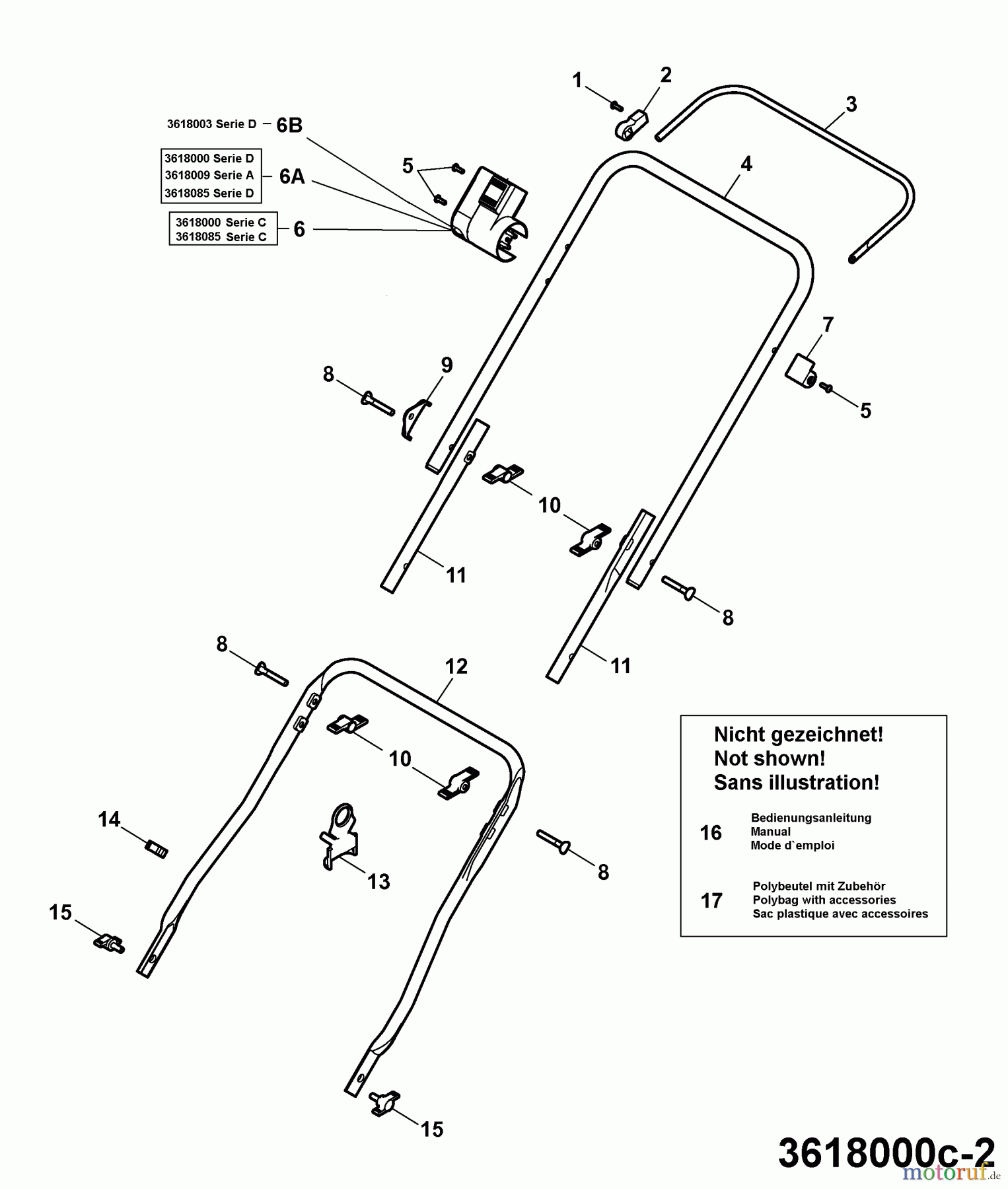  Wolf-Garten Elektrovertikutierer UV 29 EV 3618085 Serie D  (2007) Holm