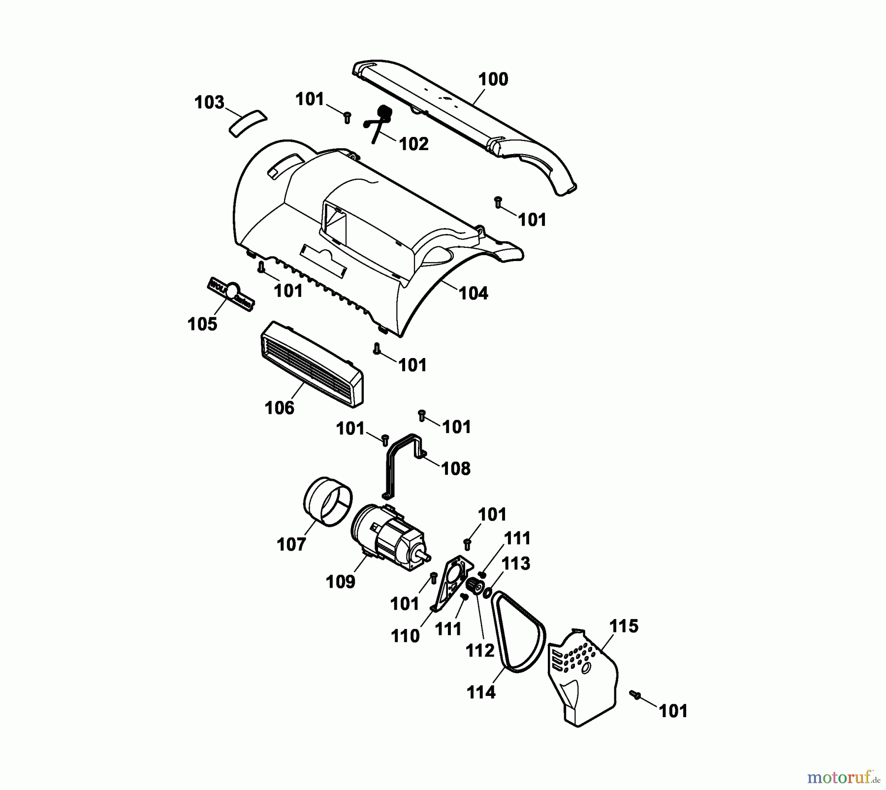 Wolf-Garten Elektrovertikutierer UV 29 EVK 3618004 Serie A (2006) Elektromotor, Keilriemen