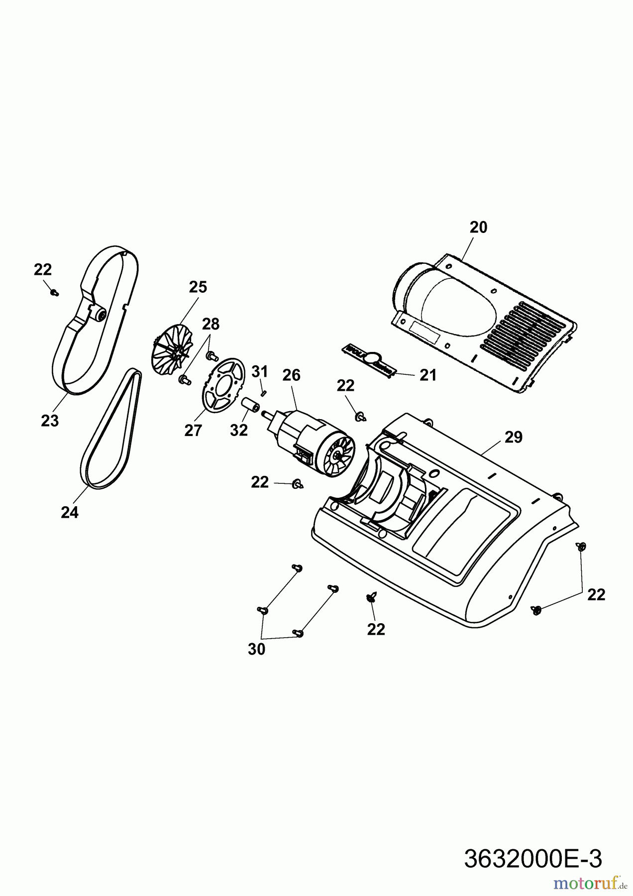 Wolf-Garten Rasenlüfter UL 33 E 3620000 Serie E (2007) Elektromotor, Keilriemen