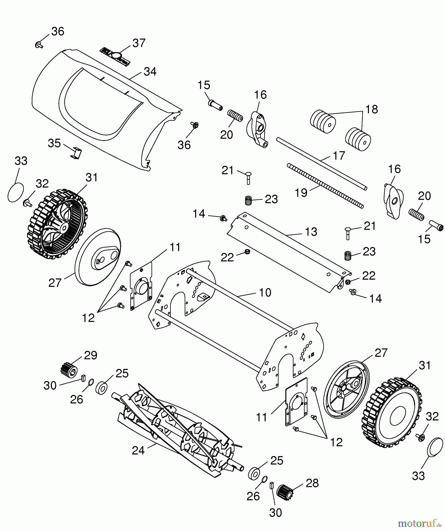  Wolf-Garten Spindelmäher TC 32 S 3625 000 Serie B  (2006) Messerwalze, Räder, Spindelgehäuse