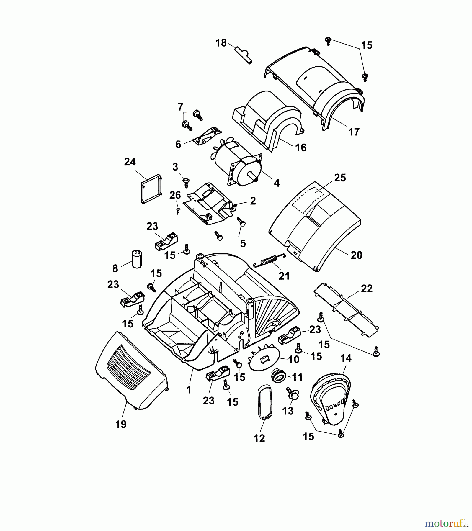 Wolf-Garten Elektrovertikutierer UV 30 EV 3630009 Serie B, C (2005) Elektromotor, Heckklappe, Keilriemen