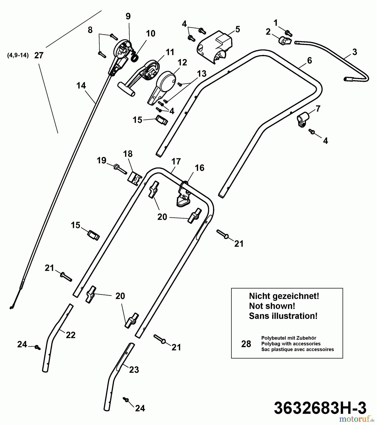  Wolf-Garten Elektrovertikutierer UV 32 EV 3632683 Serie H  (2008) Holm