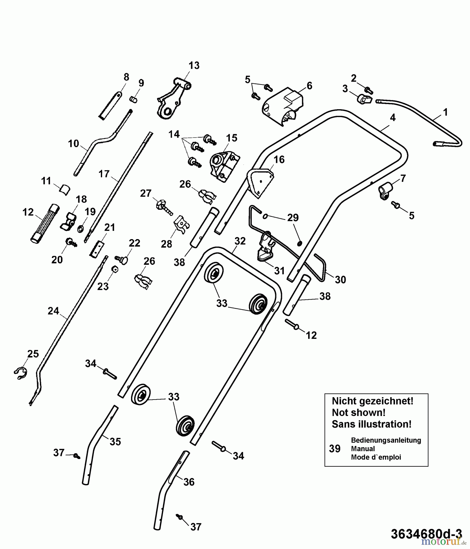 Wolf-Garten Elektrovertikutierer UV 34 E 3634680 Serie E (2007) Holm