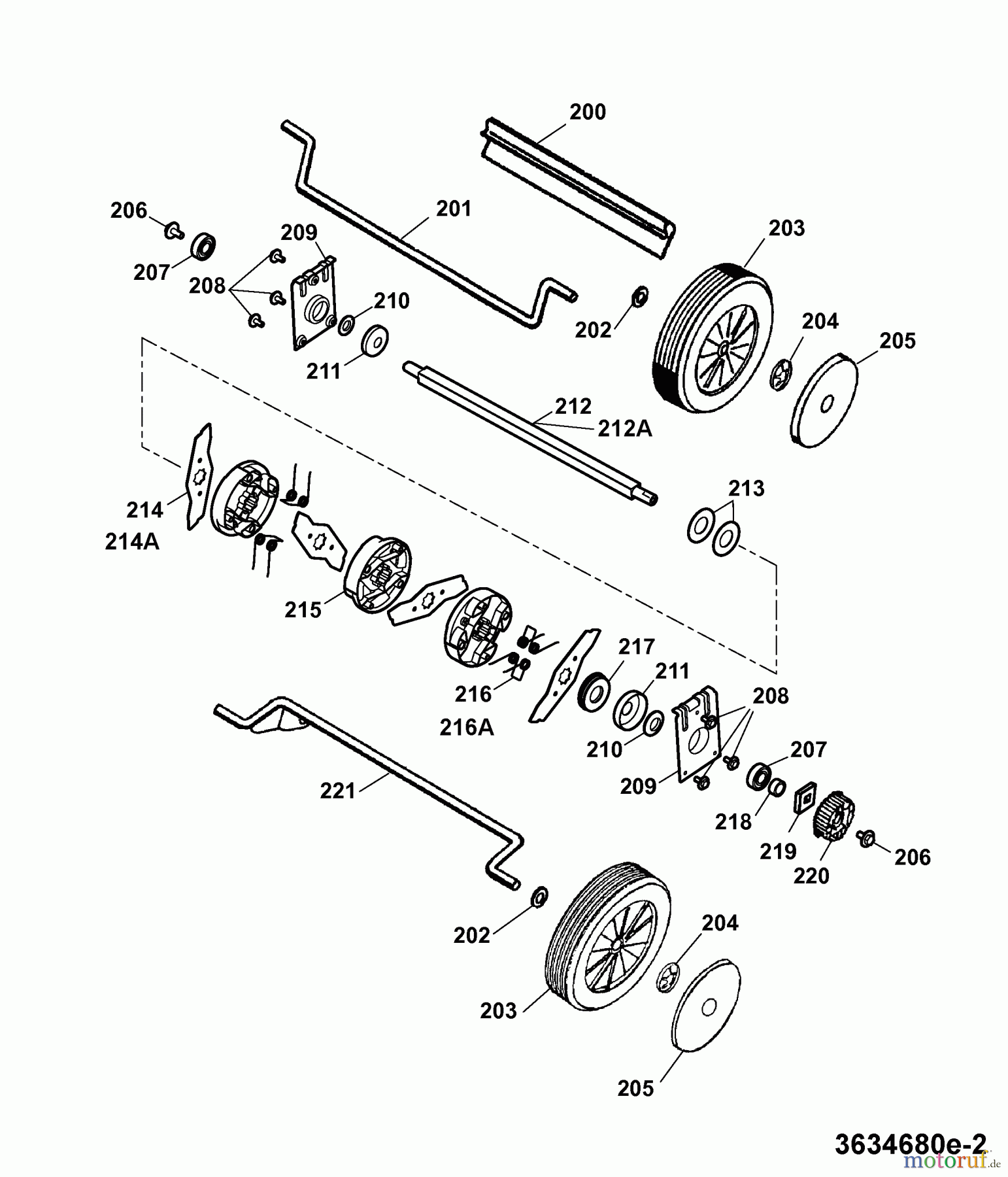  Wolf-Garten Elektrovertikutierer UV 34 E 3634680 Serie E  (2007) Messerwalze, Räder