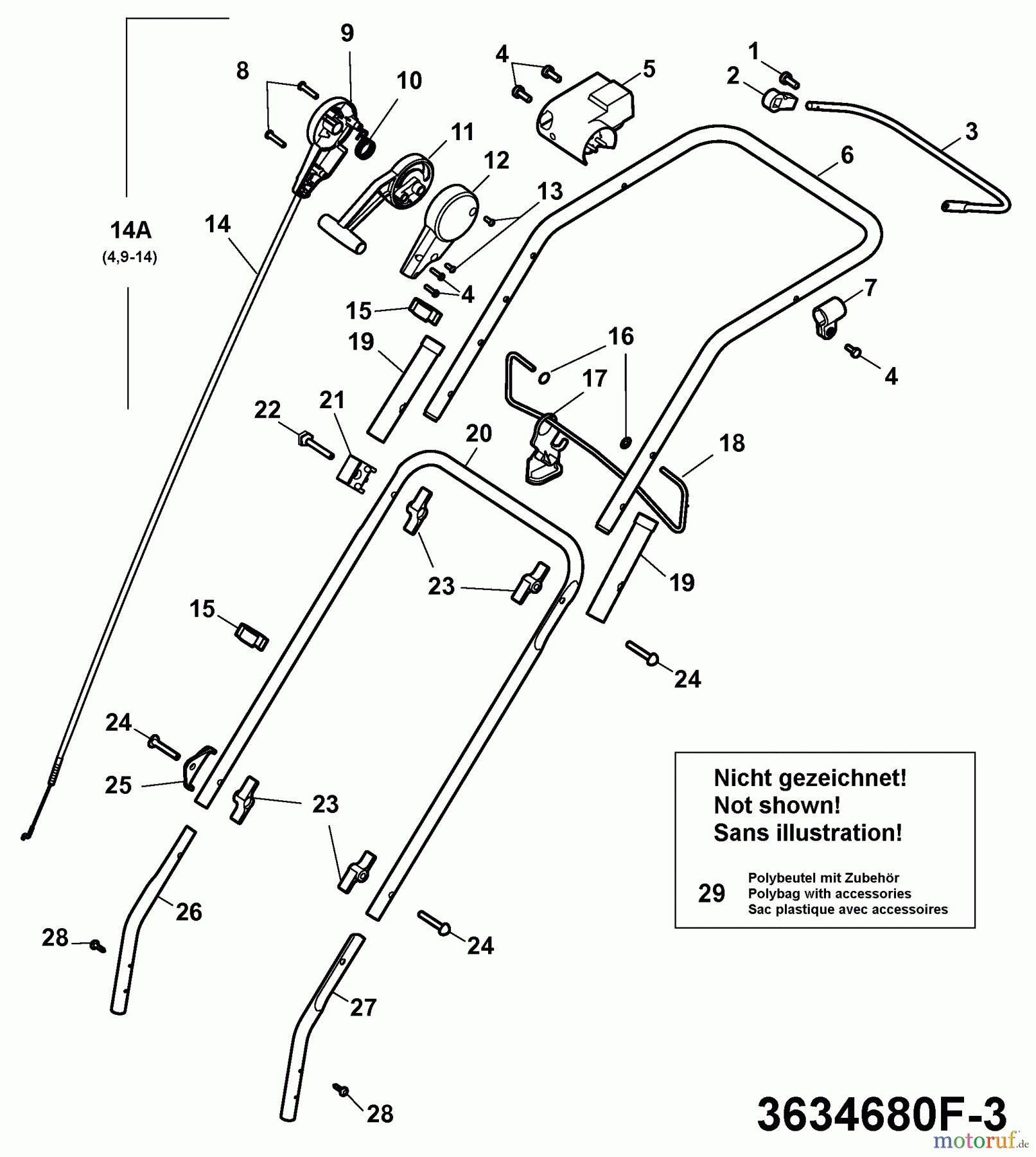  Wolf-Garten Elektrovertikutierer UV 34 E 3634680 Serie F  (2008) Holm