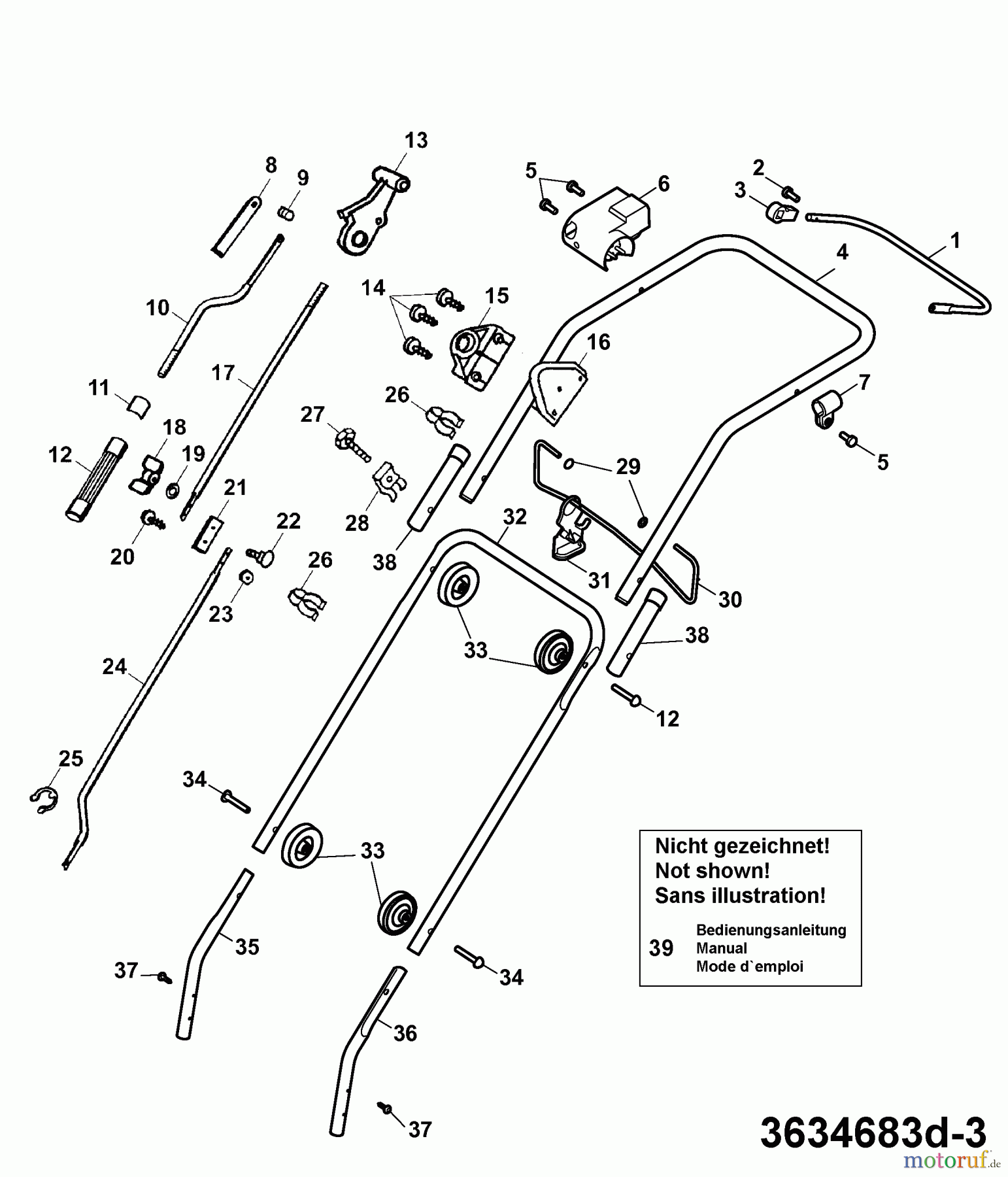  Wolf-Garten Elektrovertikutierer UV 34 E 3634683 Serie D  (2007) Holm