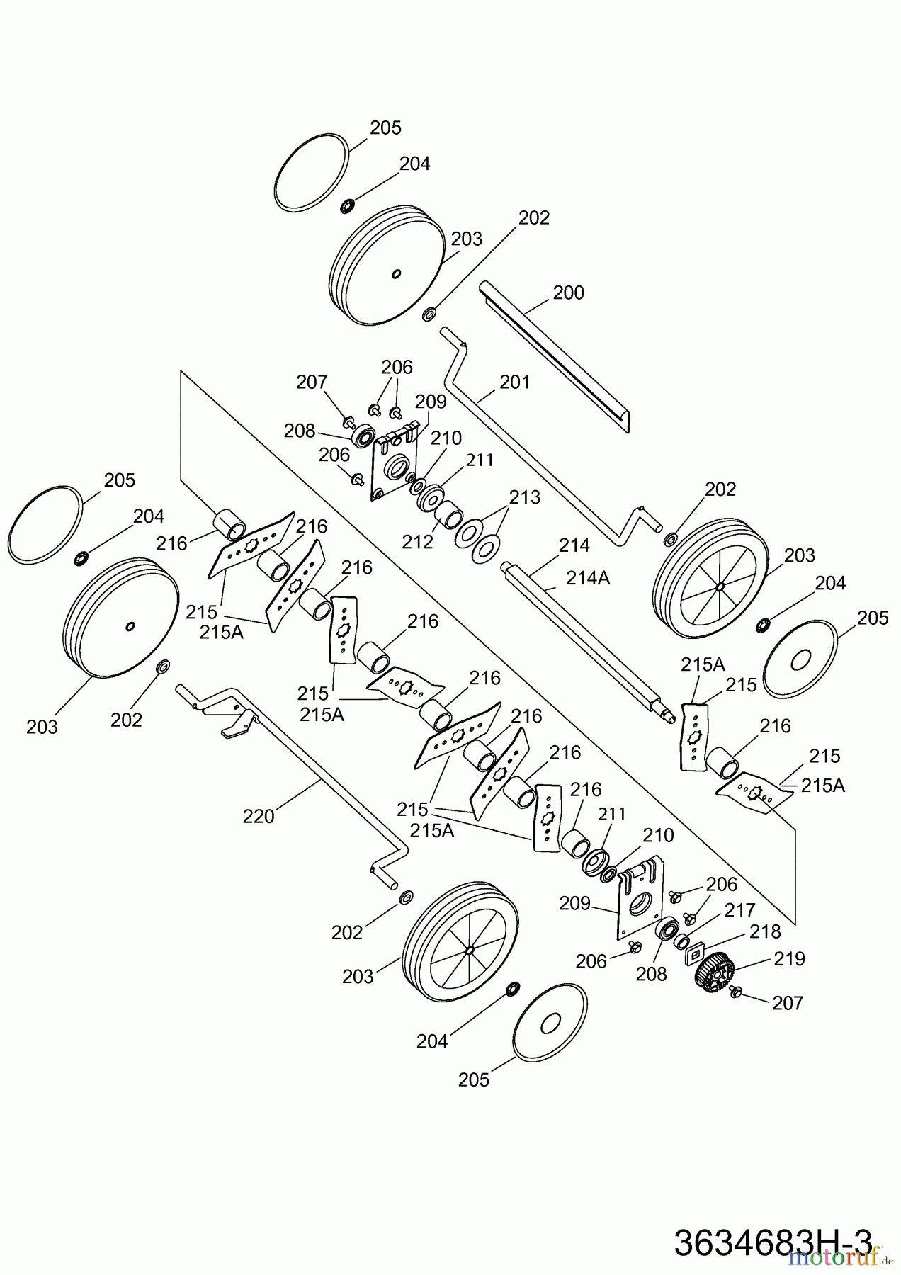  Wolf-Garten Elektrovertikutierer UV 34 E 3634683 Serie H  (2010) Messerwalze, Räder